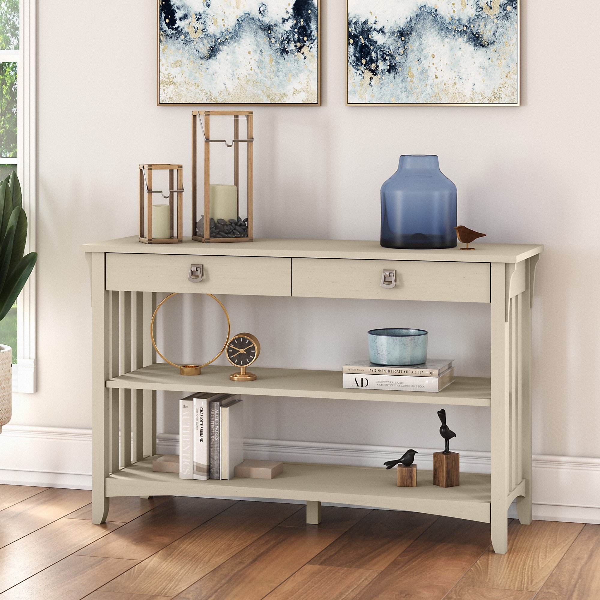Salinas Antique White Console Table-1