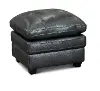 Roland Blue Leather Ottoman