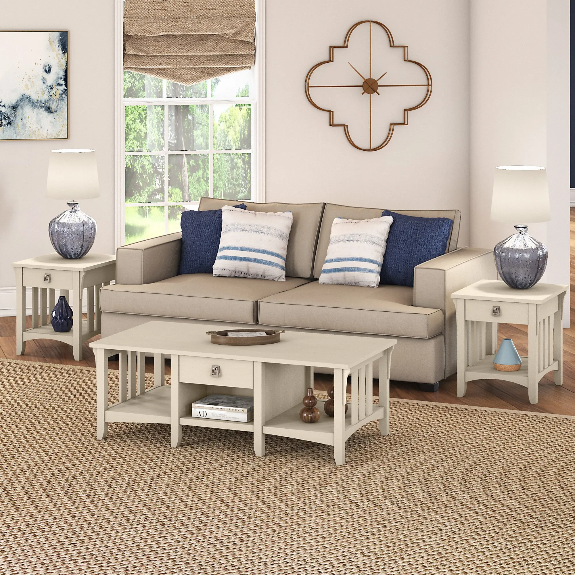 SAL038AW Salinas Antique White 3 Piece Table Set-1
