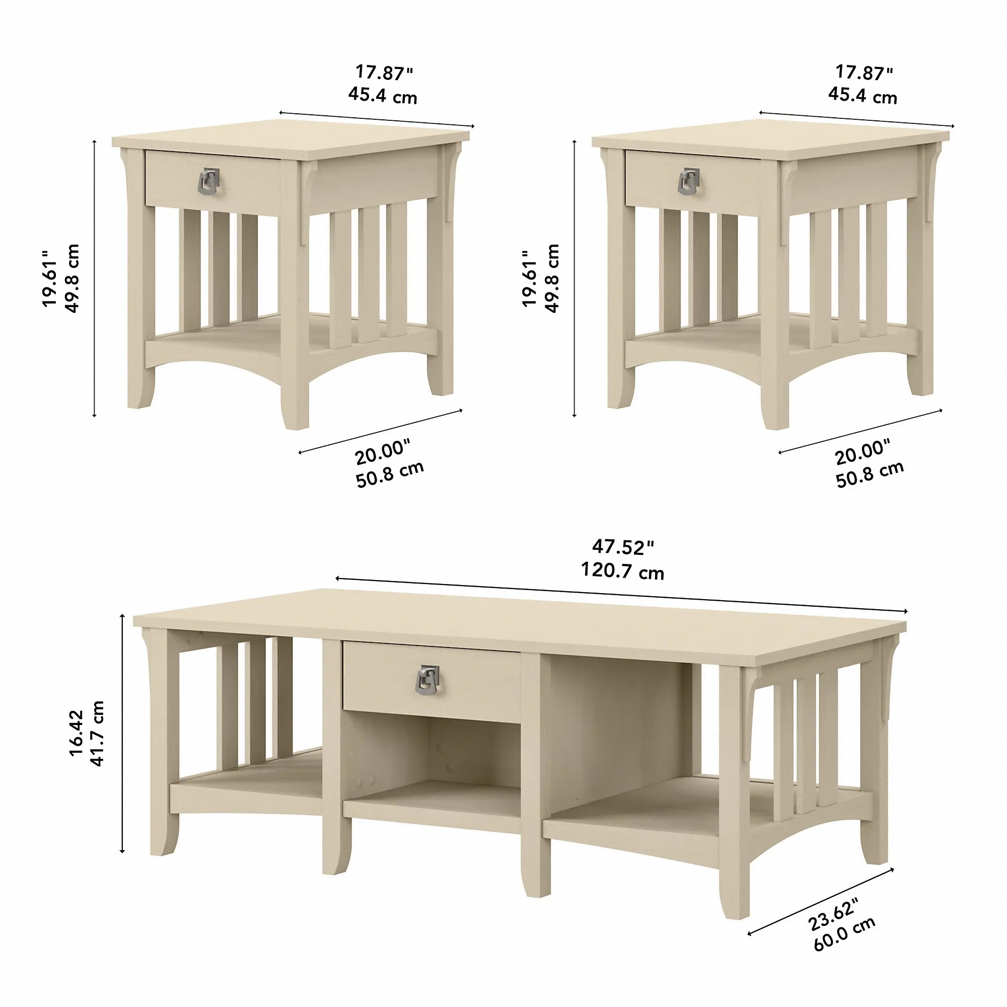 SAL038AW Salinas Antique White 3 Piece Table Set-4