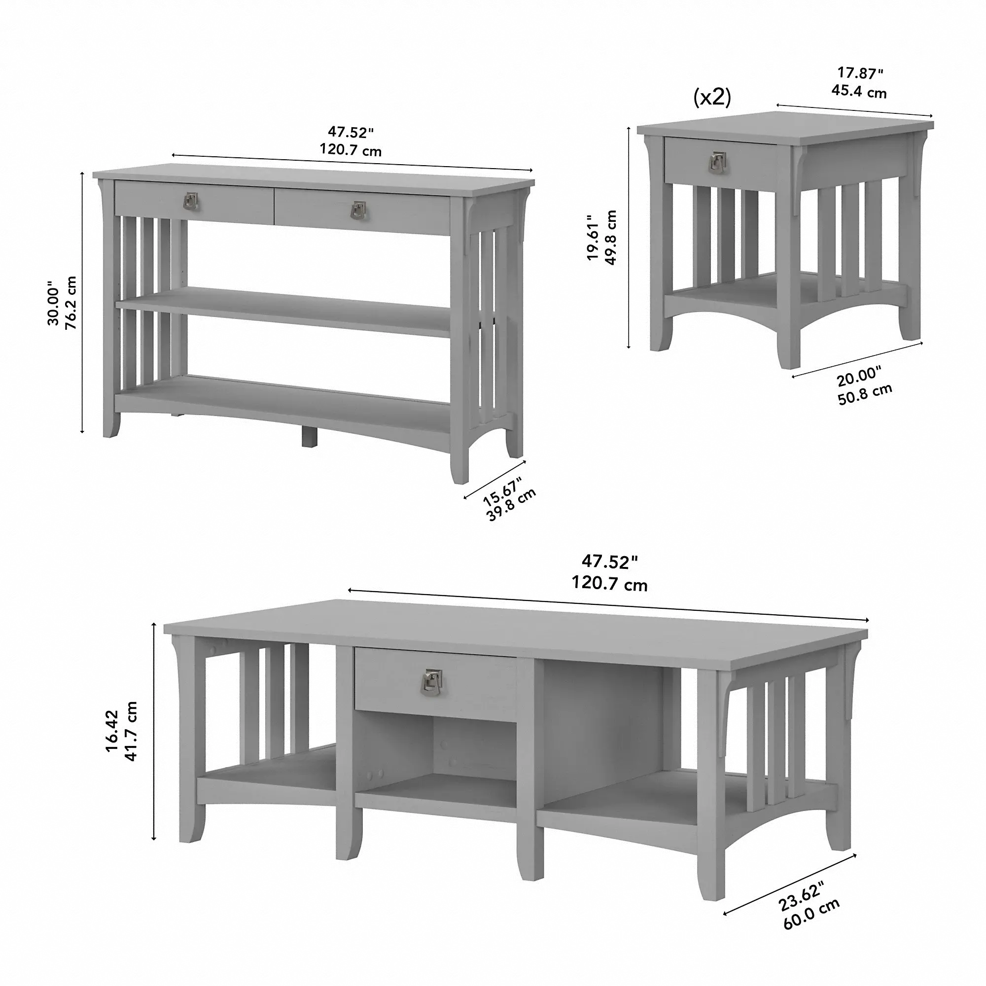 SAL039CG Salinas Cape Cod Gray 4 Piece Occasional Table Set-4