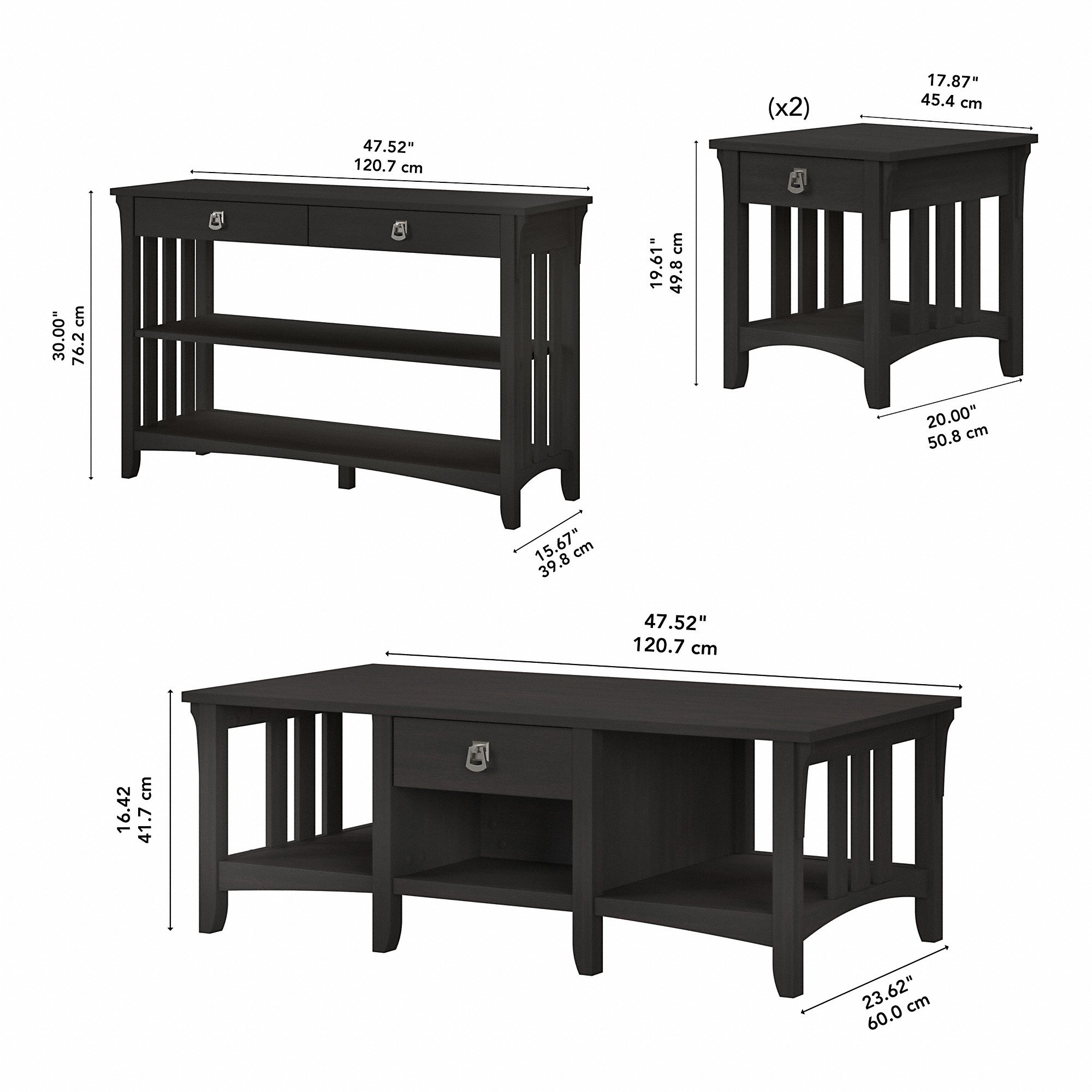Salinas Vintage Black 4 Piece Occasional Table Set-4