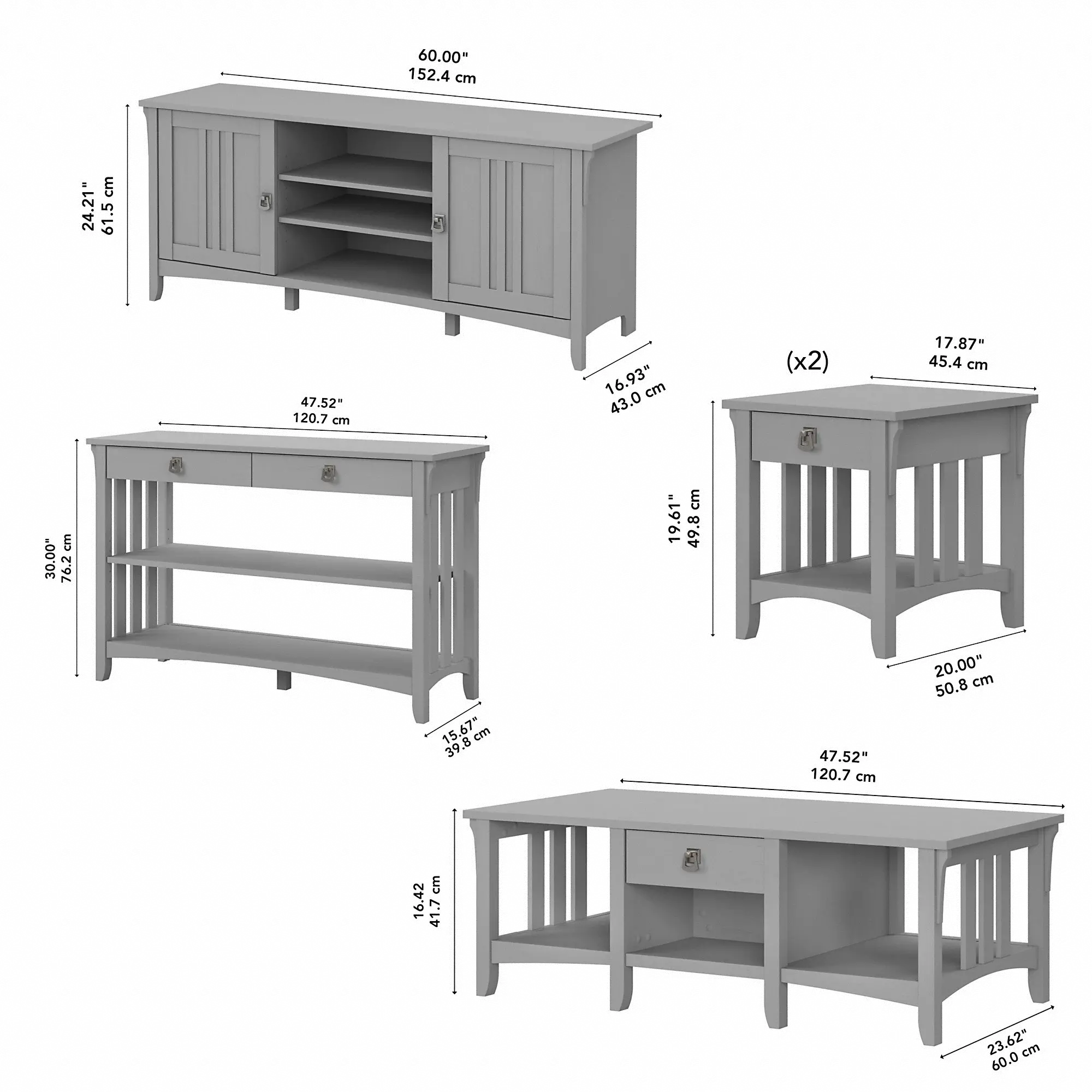 SAL041CG Salinas Cape Cod Gray 5 Piece Living Room Set-4