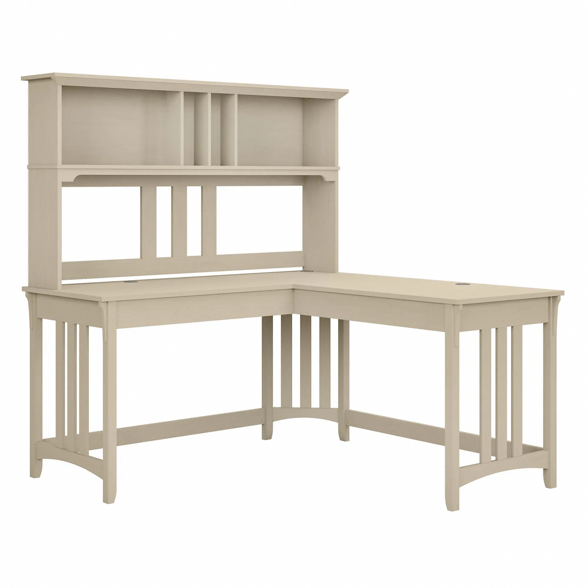 SAL044AW Salinas Antique White L Shaped Desk With Hutch-2