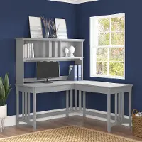 SAL044CG Salinas Cape Cod Gray L Shaped Desk With Hutch