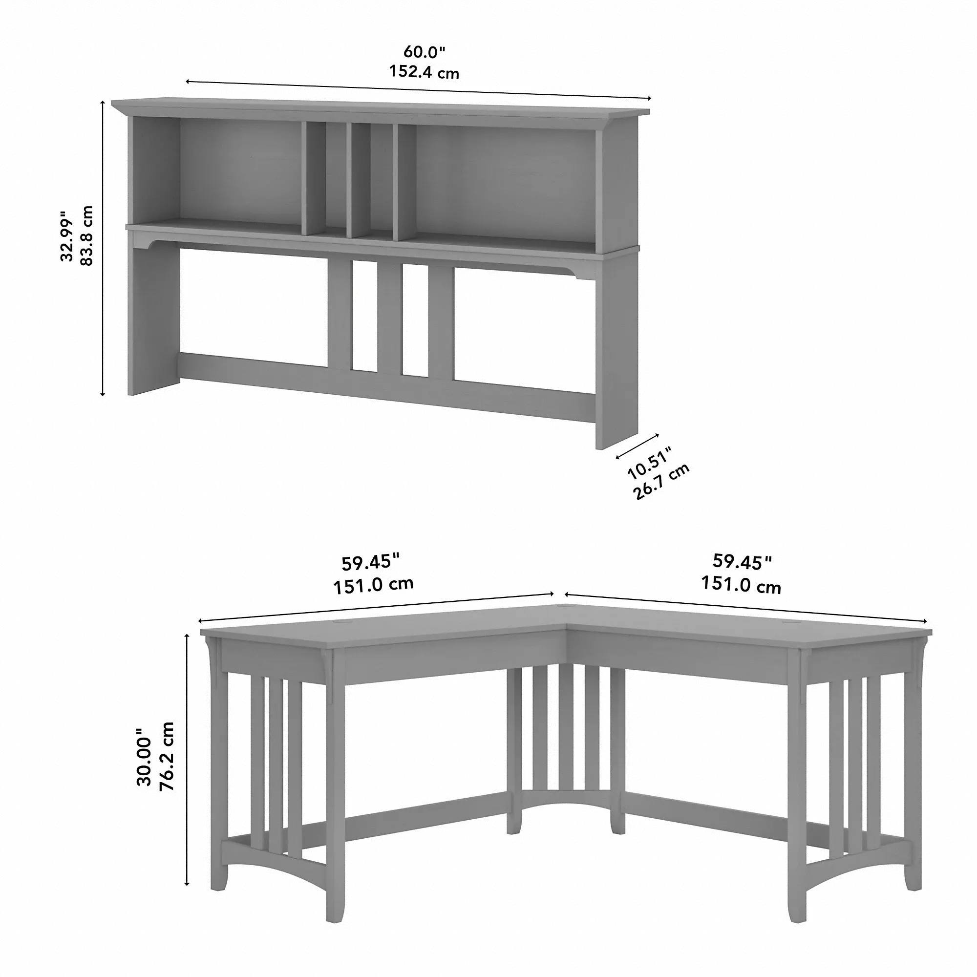 SAL044CG Salinas Cape Cod Gray L Shaped Desk With Hutch-4
