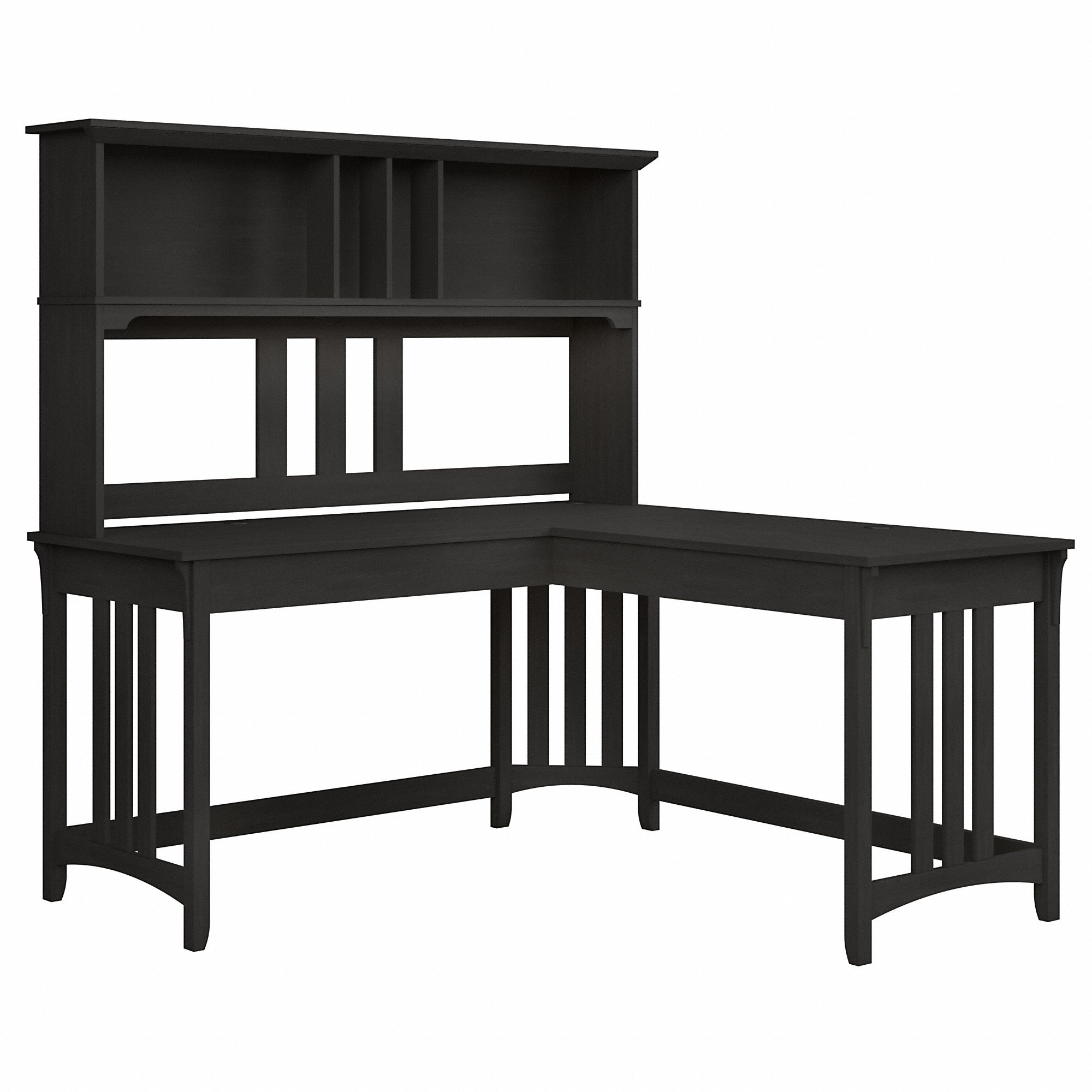Salinas Vintage Black L Shaped Desk With Hutch-2