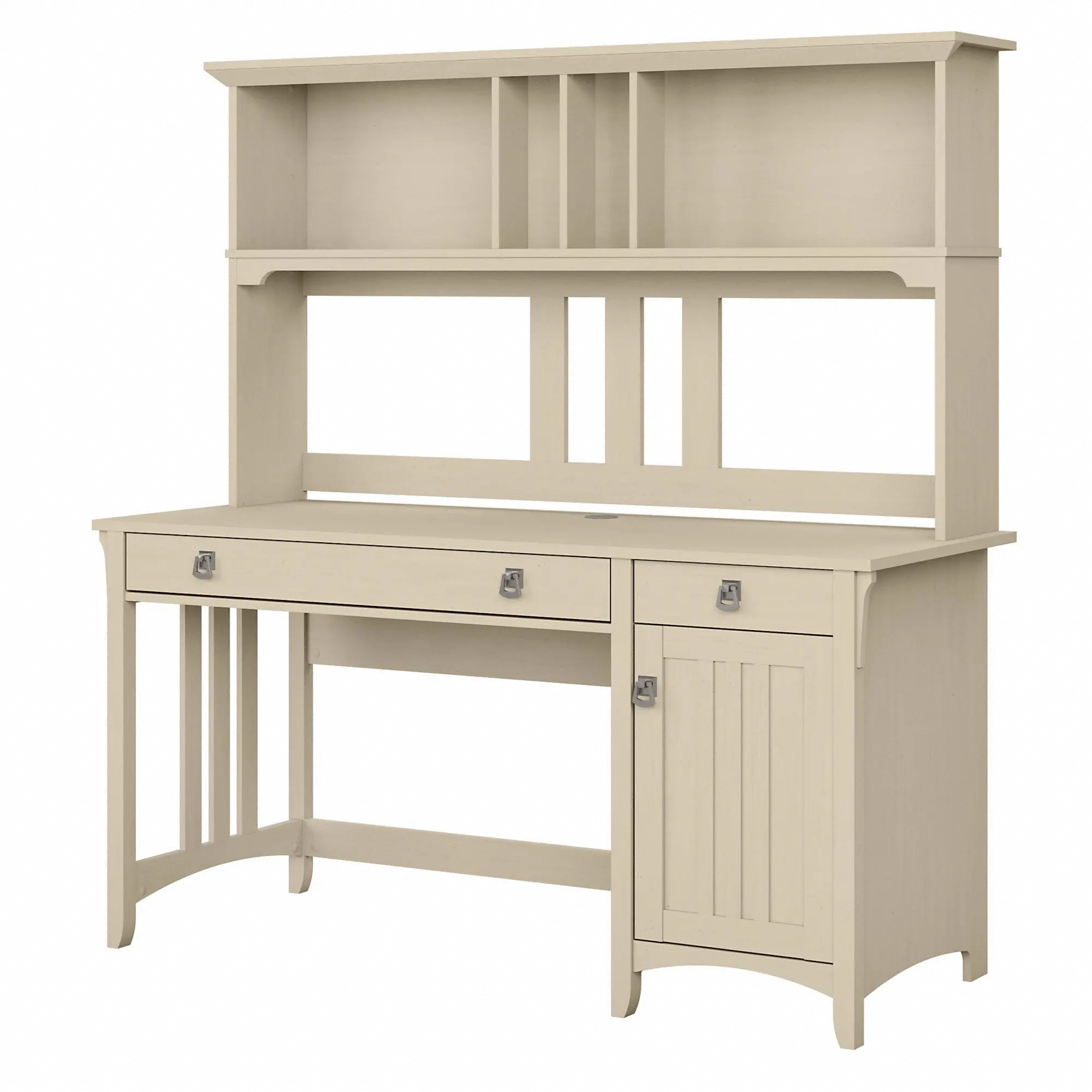 SAL045AW Salinas Antique White Pedestal Desk With Hutch-2