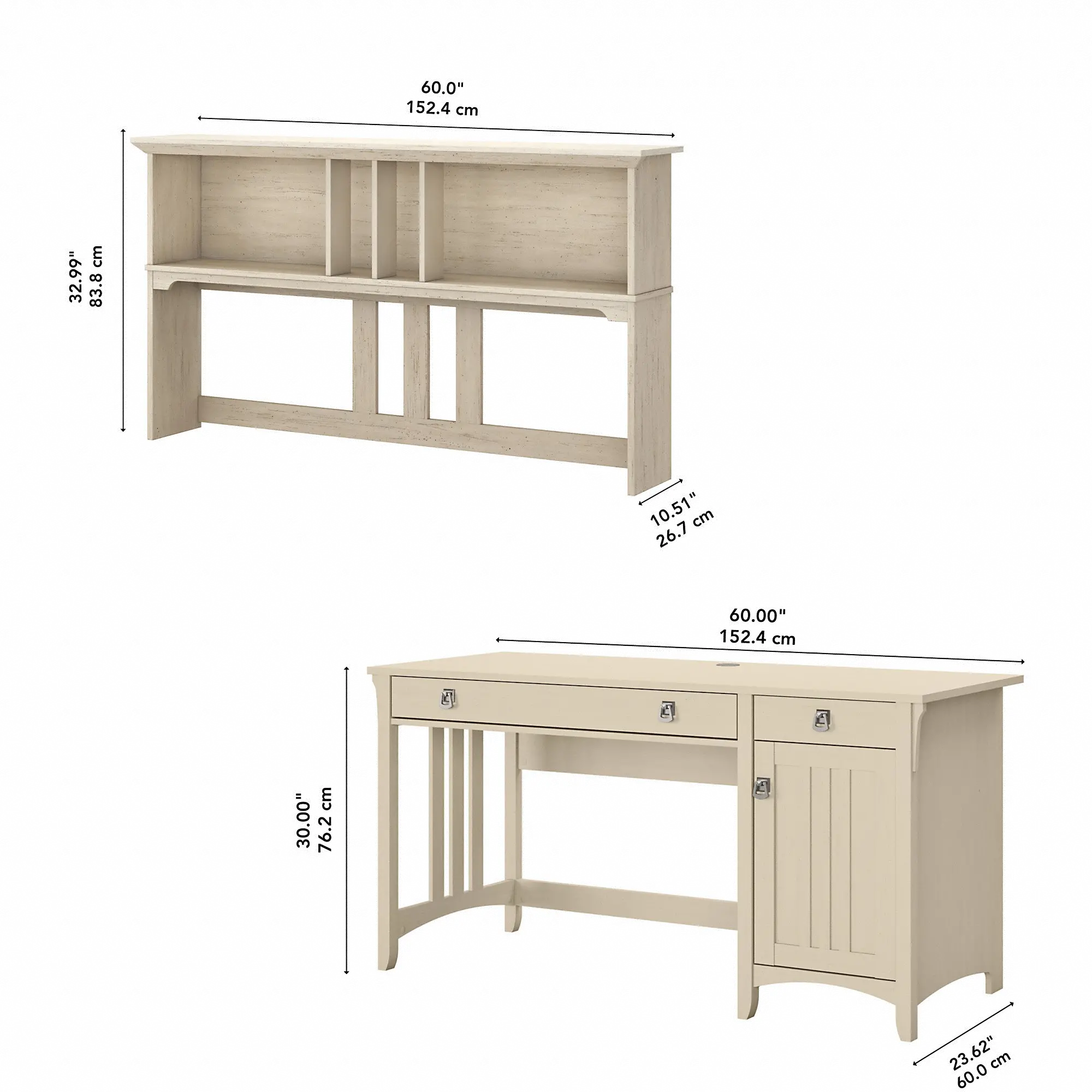 SAL045AW Salinas Antique White Pedestal Desk With Hutch-4
