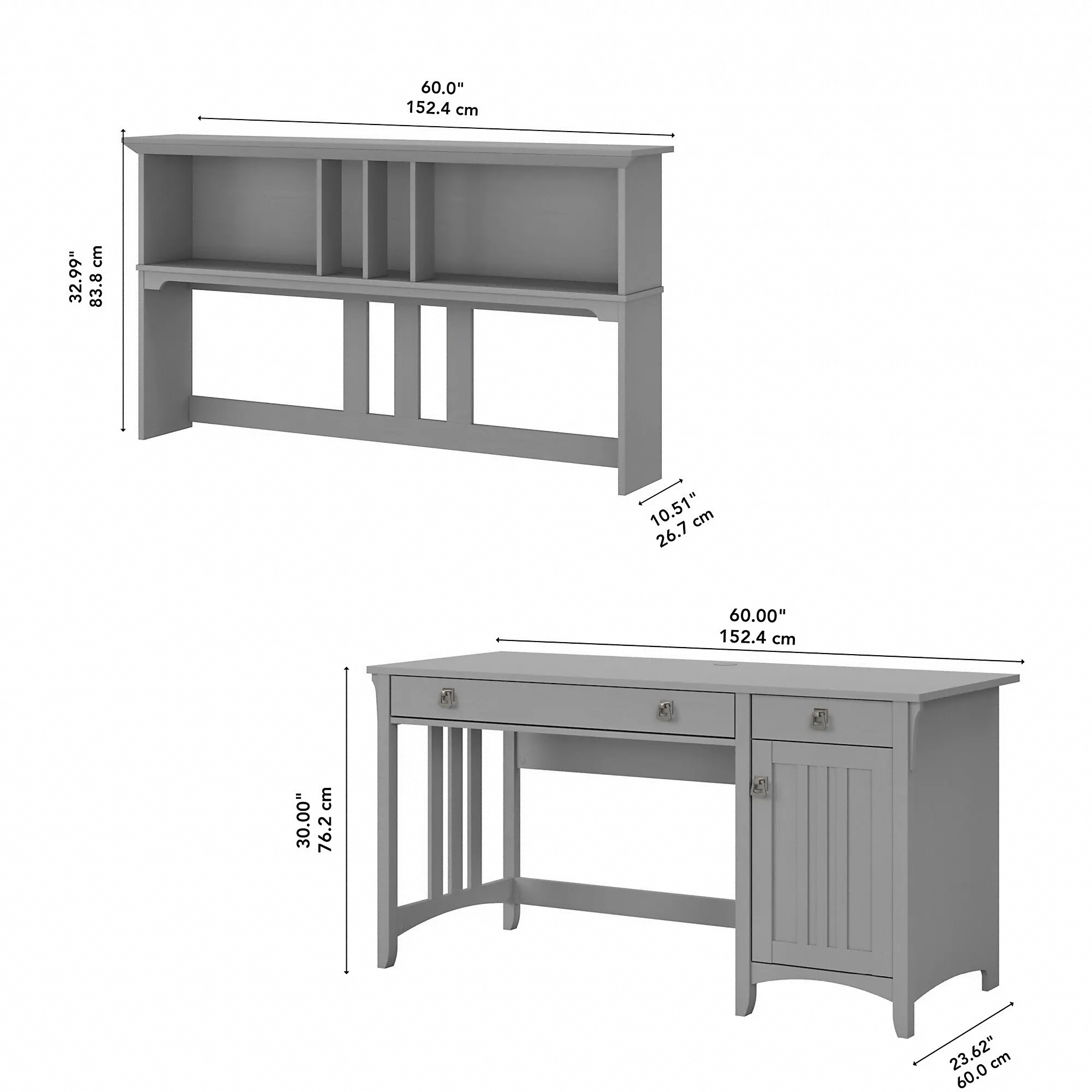 SAL045CG Salinas Cape Cod Gray Pedestal Desk With Hutch-4