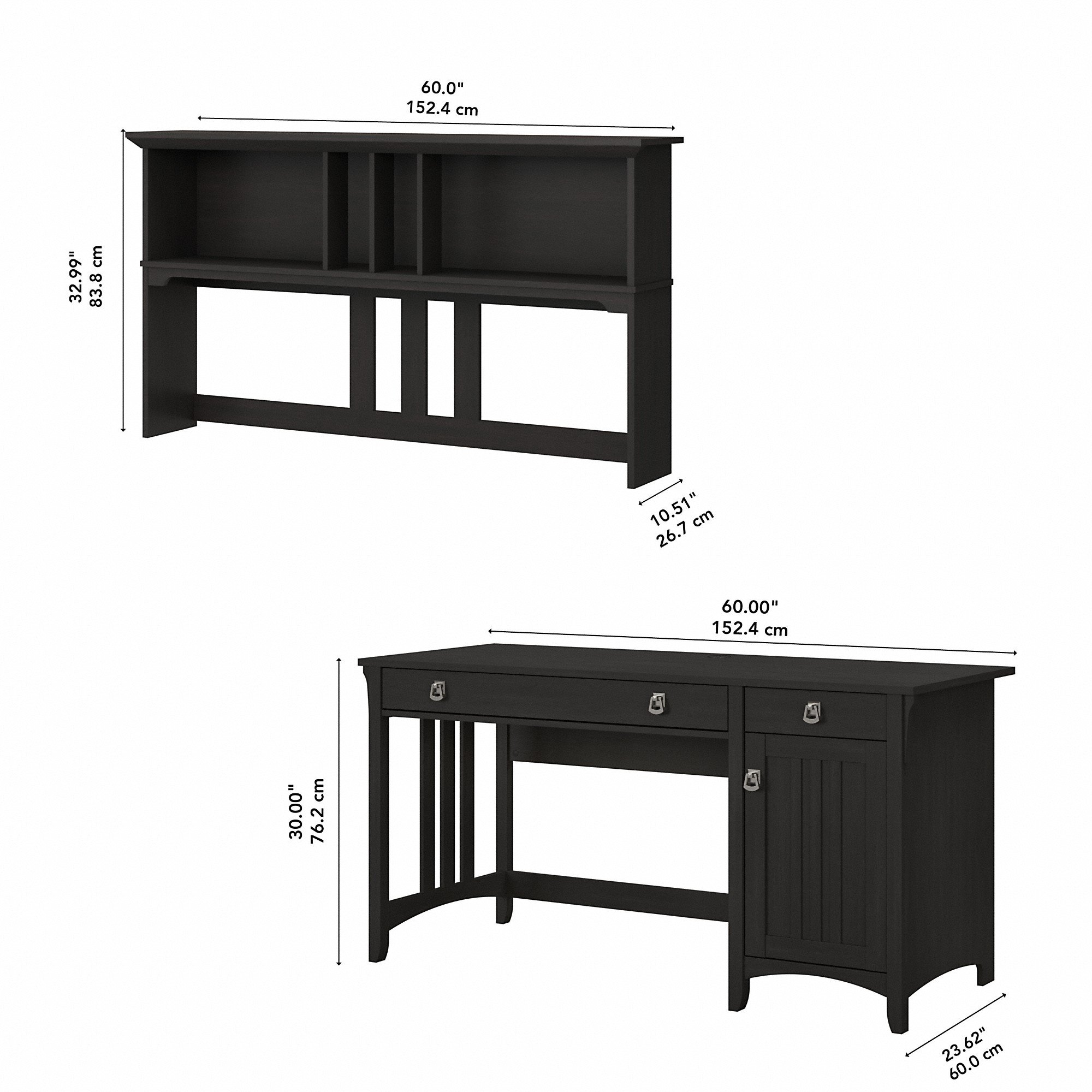 Salinas Vintage Black Pedestal Desk With Hutch-4
