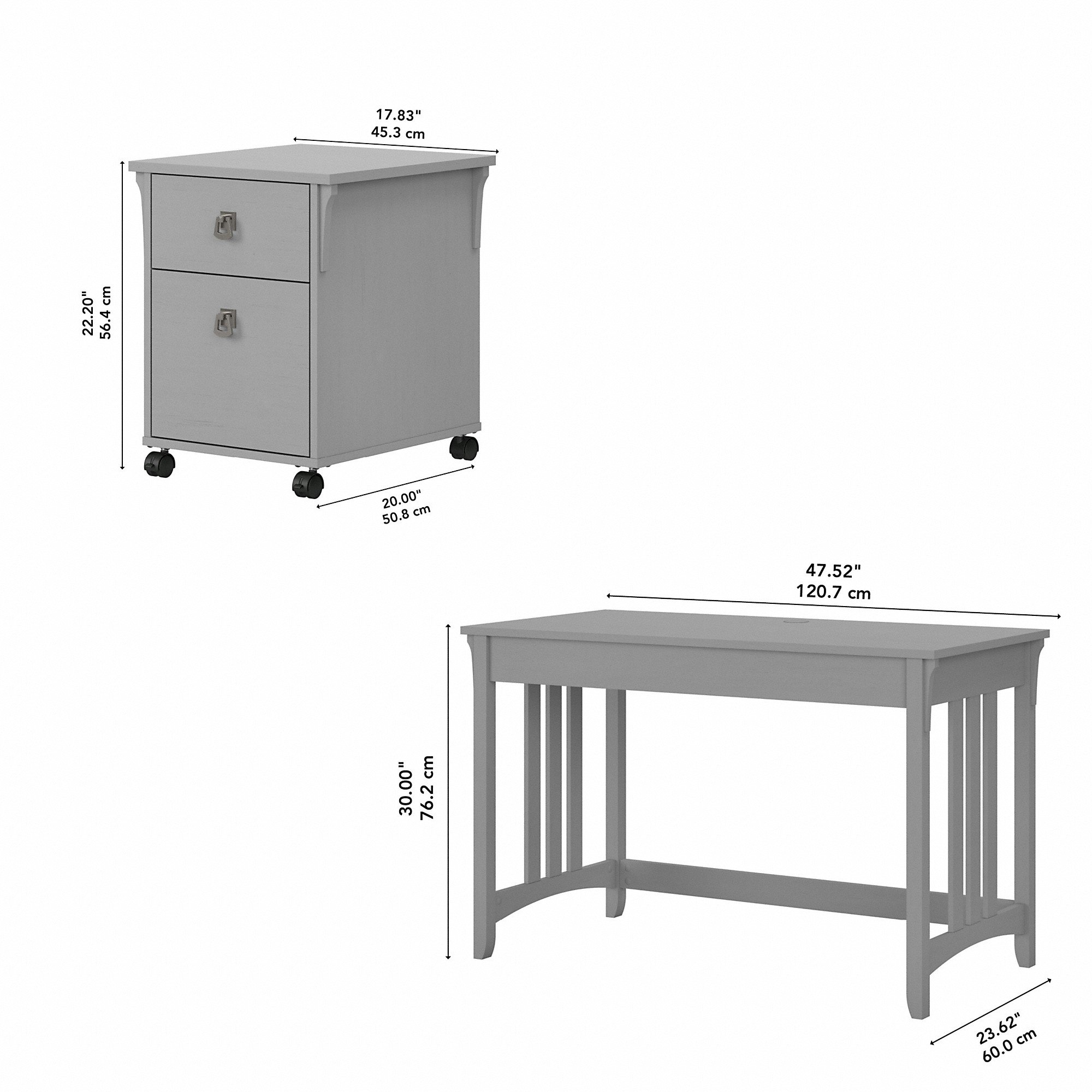 Salinas Cape Cod Gray Writing Desk and Pedestal-4