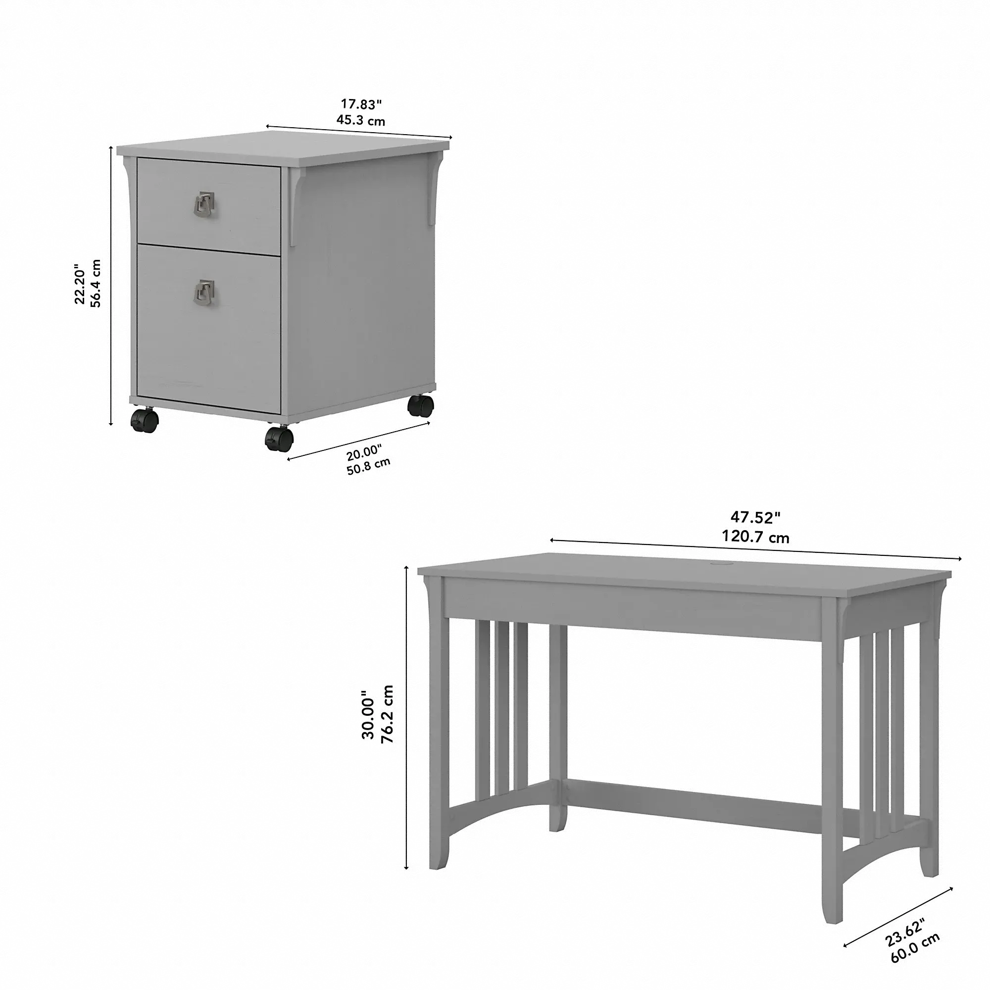 SAL046CG Salinas Cape Cod Gray Writing Desk and Pedestal-4