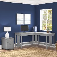 Salinas Cape Cod Gray L Shaped Desk and Pedestal