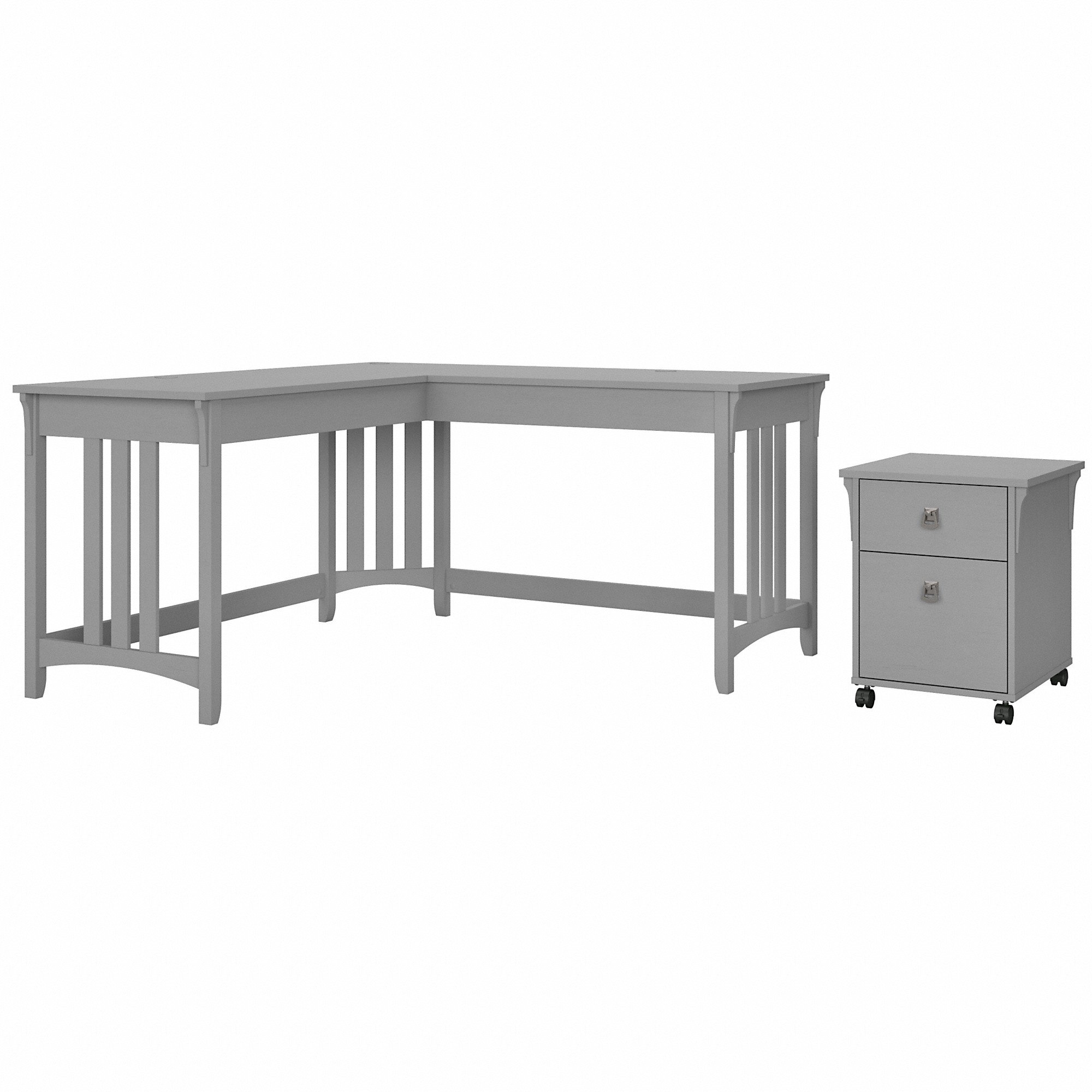 Salinas Cape Cod Gray L Shaped Desk and Pedestal-2