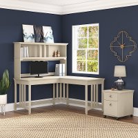 Salinas Antique White L Shaped 3 Piece Desk Set