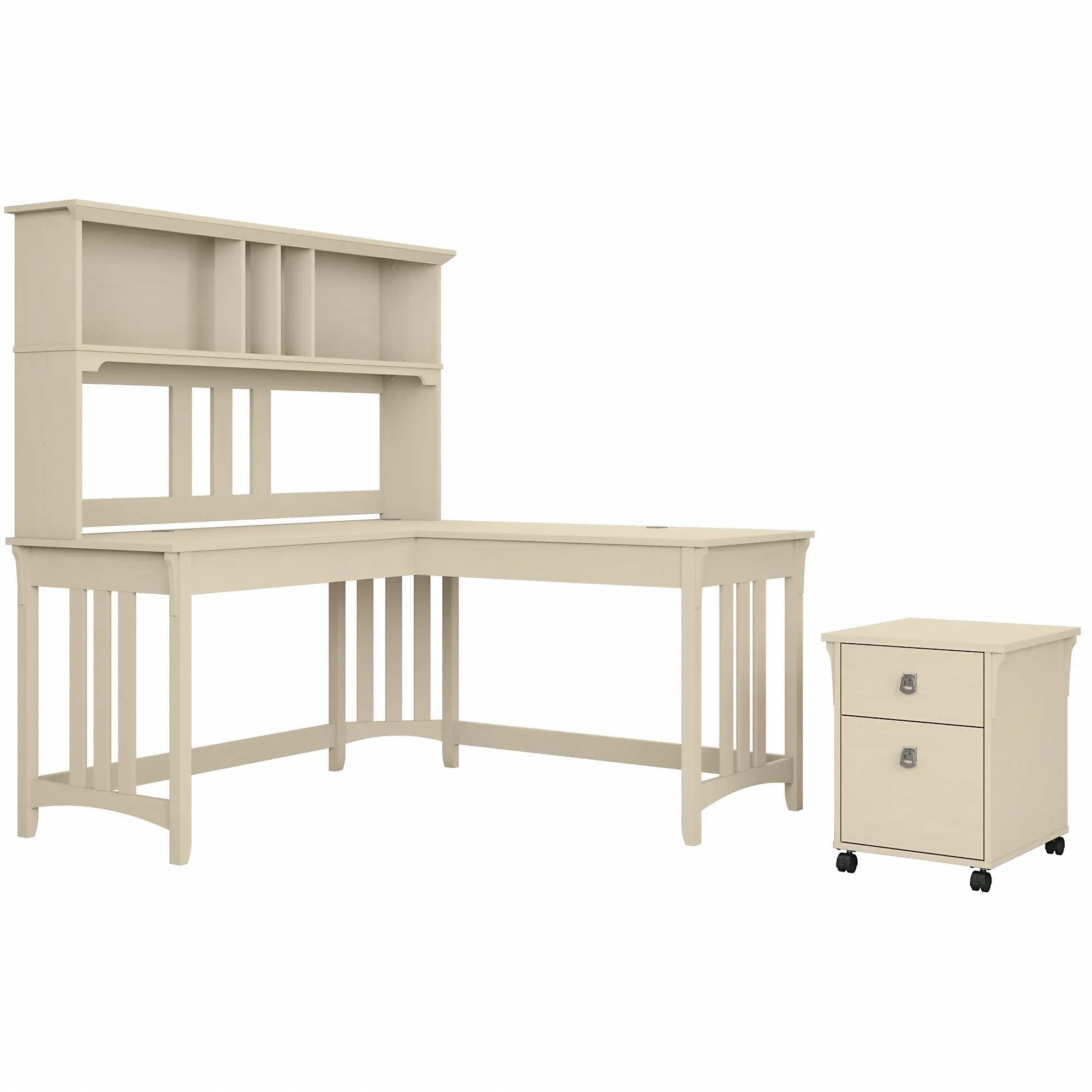 SAL048AW Salinas Antique White L Shaped 3 Piece Desk Set-2
