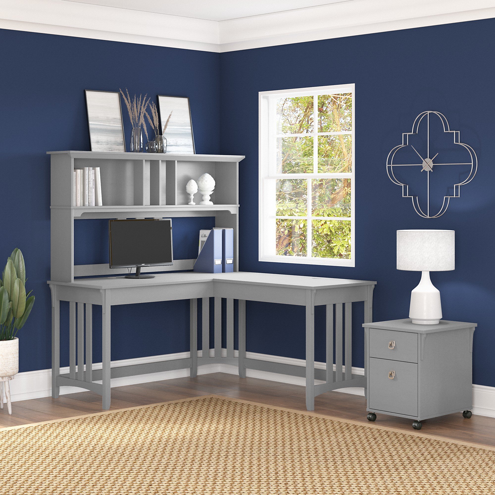 Salinas Cape Code Gray L Shaped 3 Piece Desk Set-1