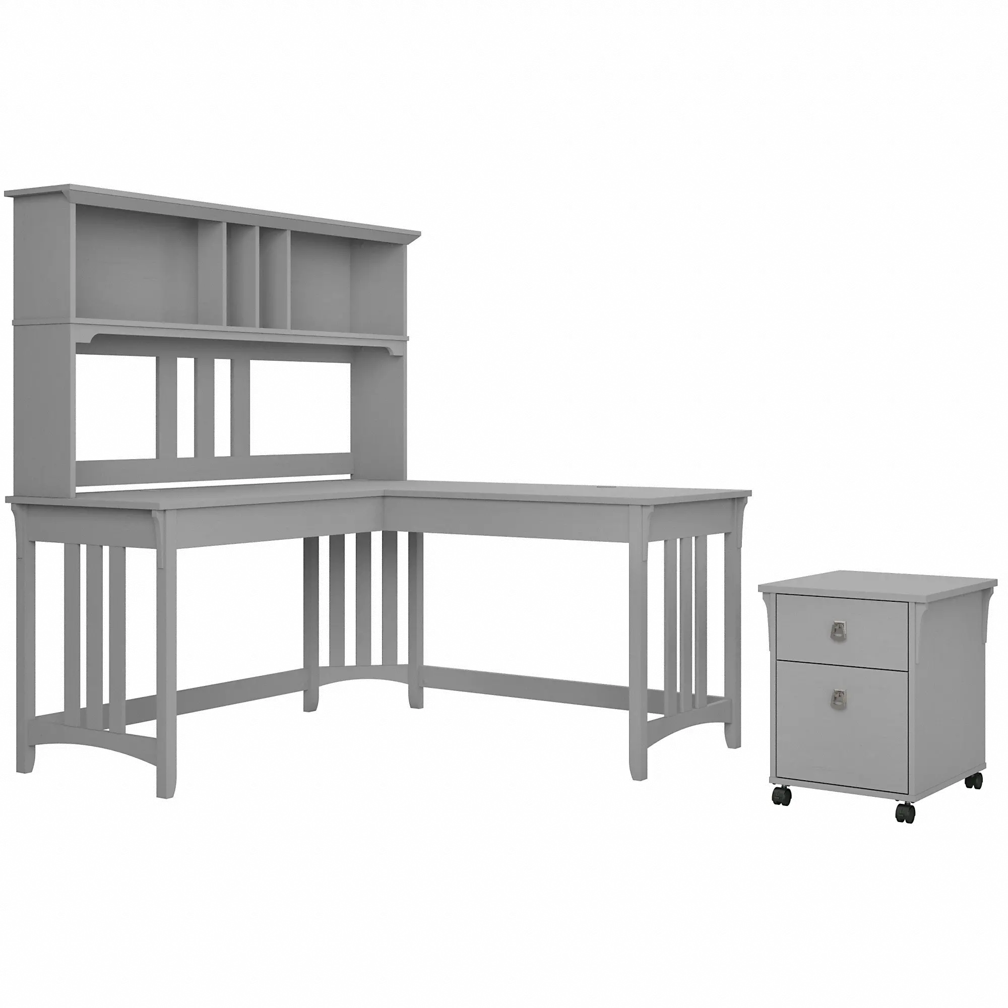 SAL048CG Salinas Cape Code Gray L Shaped 3 Piece Desk Set-2