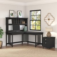 Salinas Vintage Black L Shaped 3 Piece Desk Set
