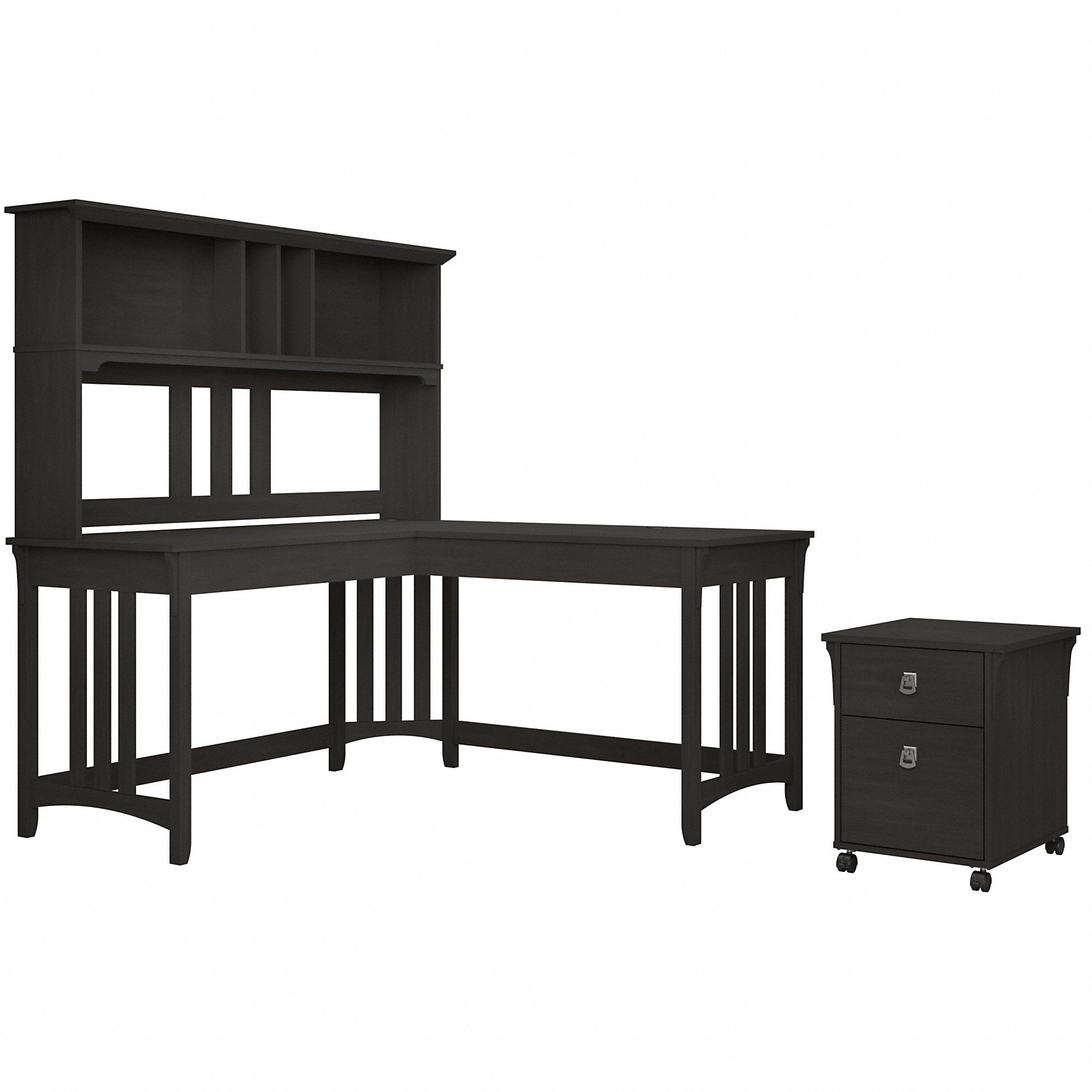 Salinas Vintage Black L Shaped 3 Piece Desk Set-2