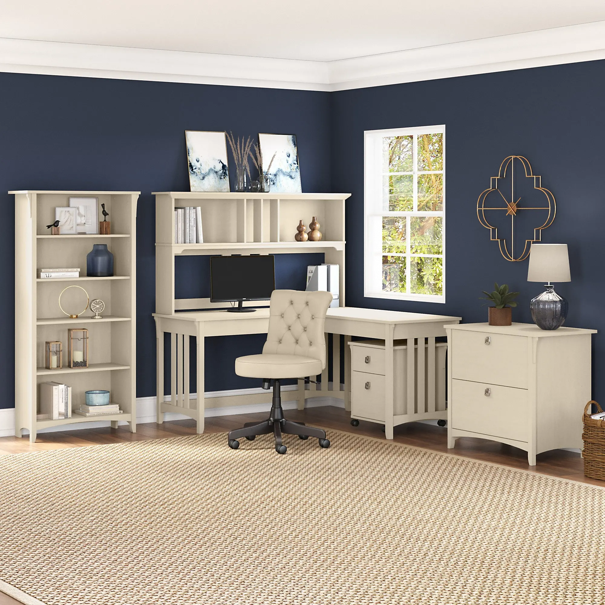 SAL049AW Salinas Antique White Desk 6 Piece Bundle-1