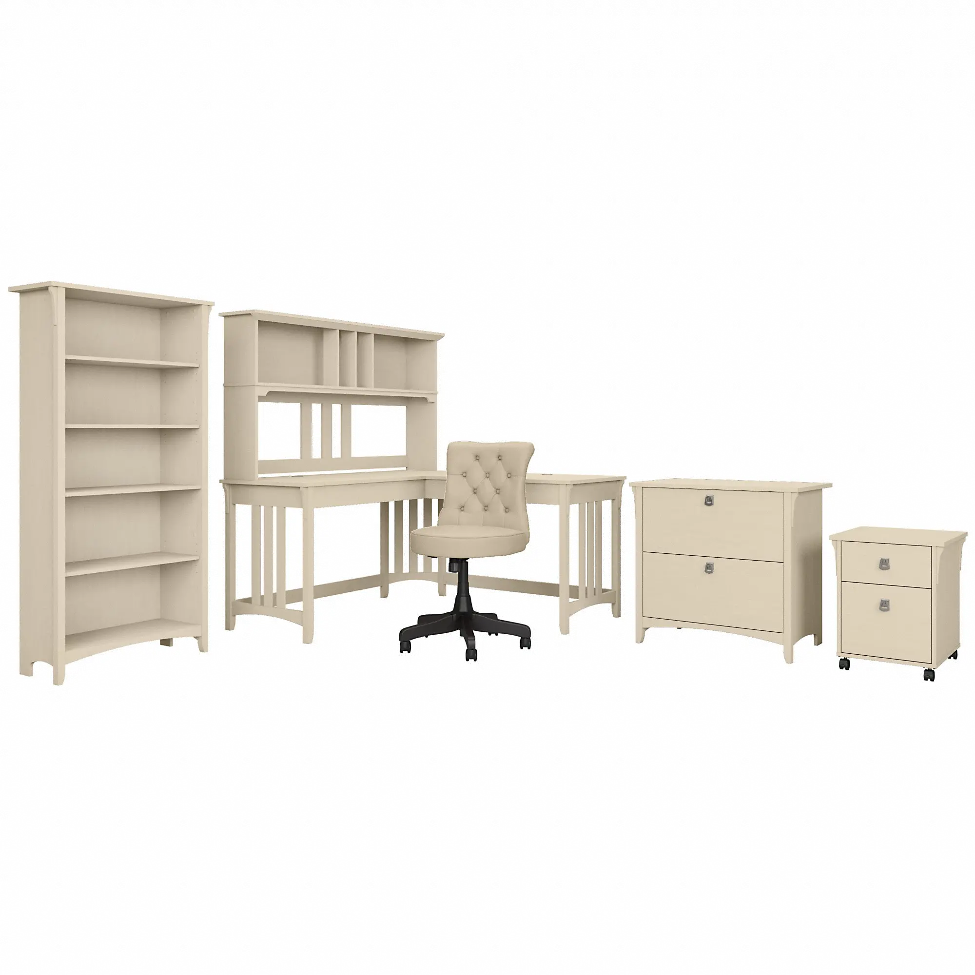 SAL049AW Salinas Antique White Desk 6 Piece Bundle-2