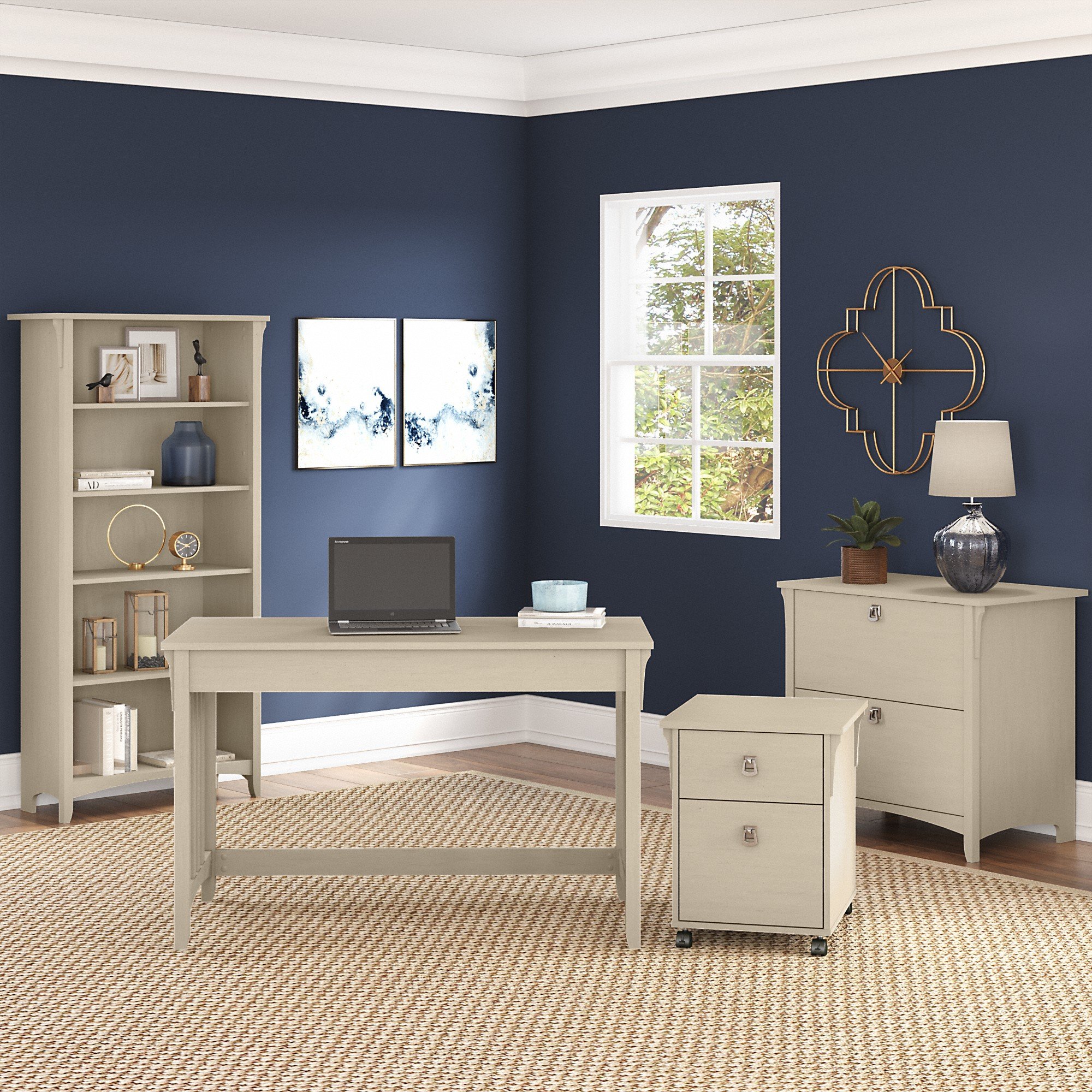 Salinas Antique White 4 Piece Desk Set-1