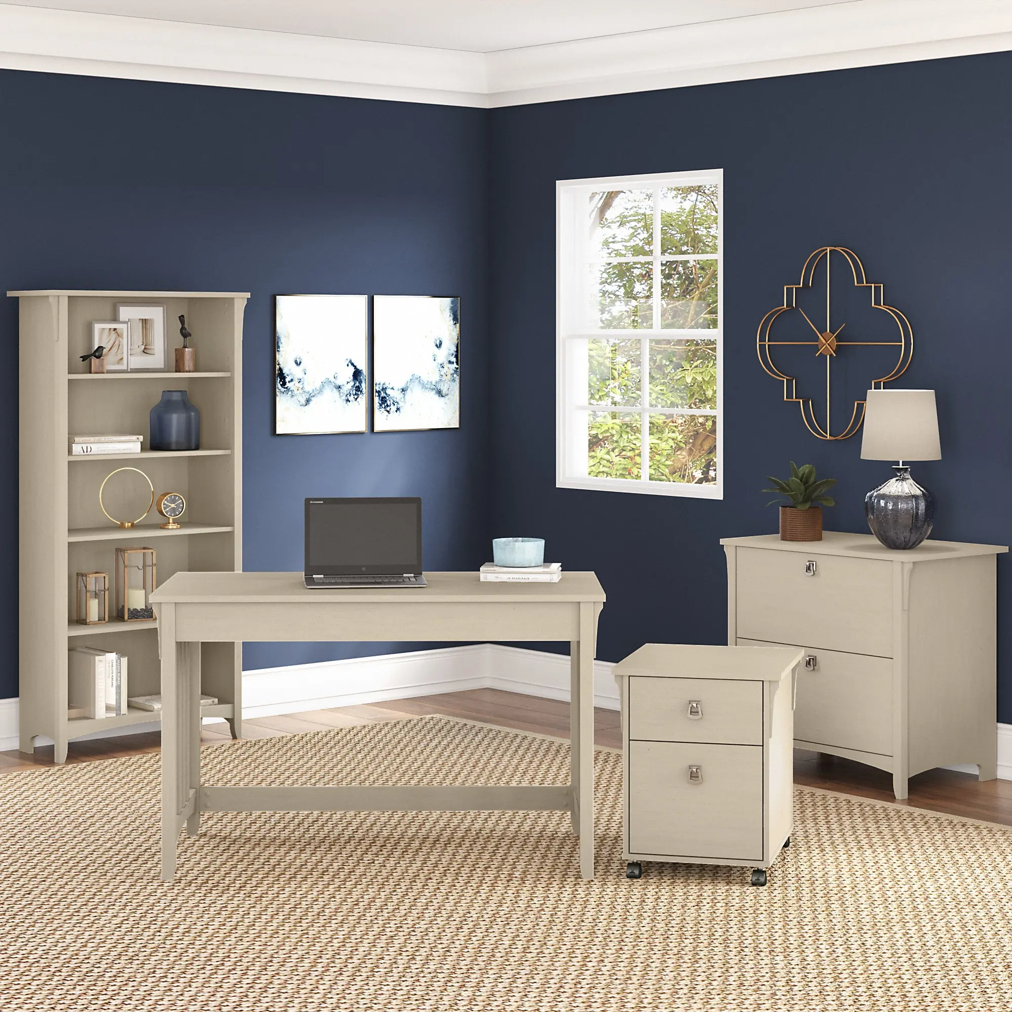 SAL050AW Salinas Antique White 4 Piece Desk Set-1