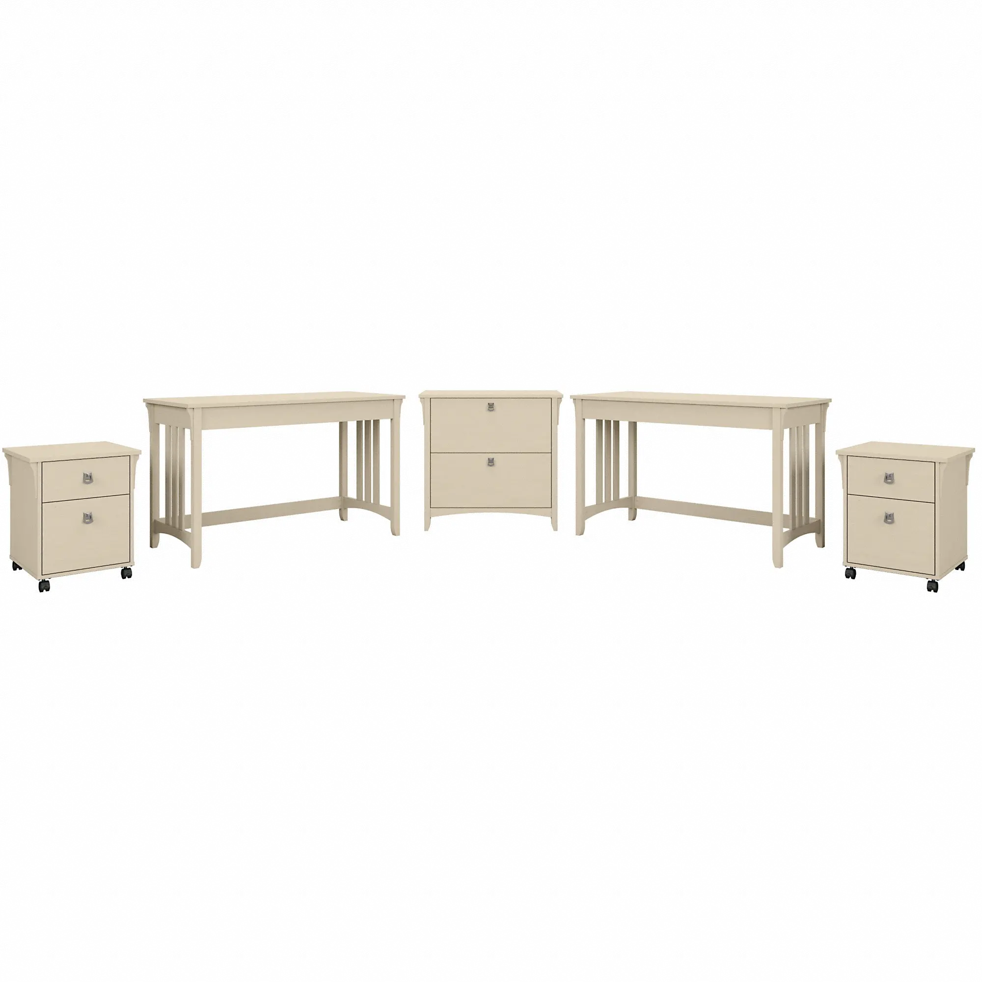 SAL052AW Salinas Antique White 2 Person Workstation-2