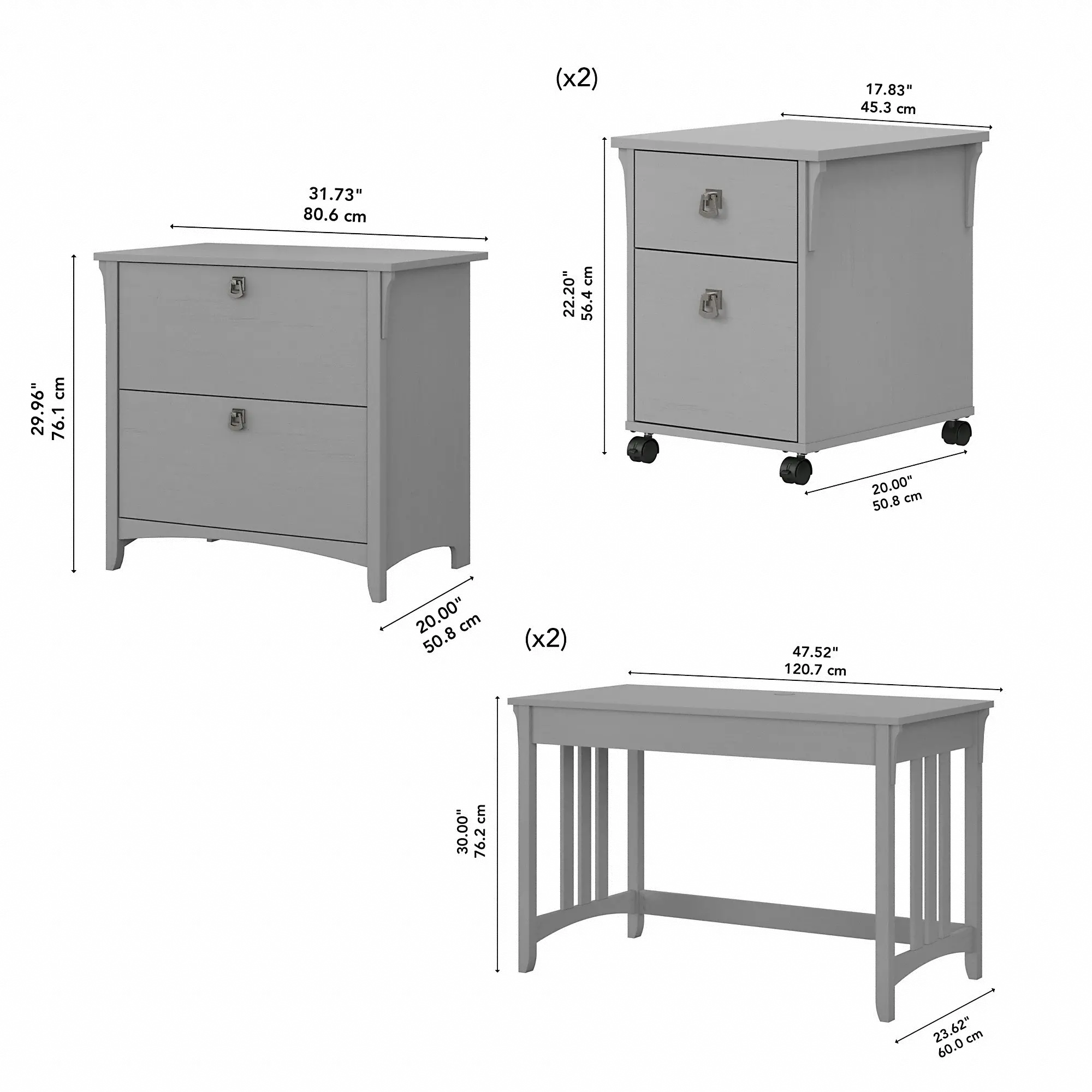 SAL052CG Salinas Cape Cod Gray 2 Person Workstation-3