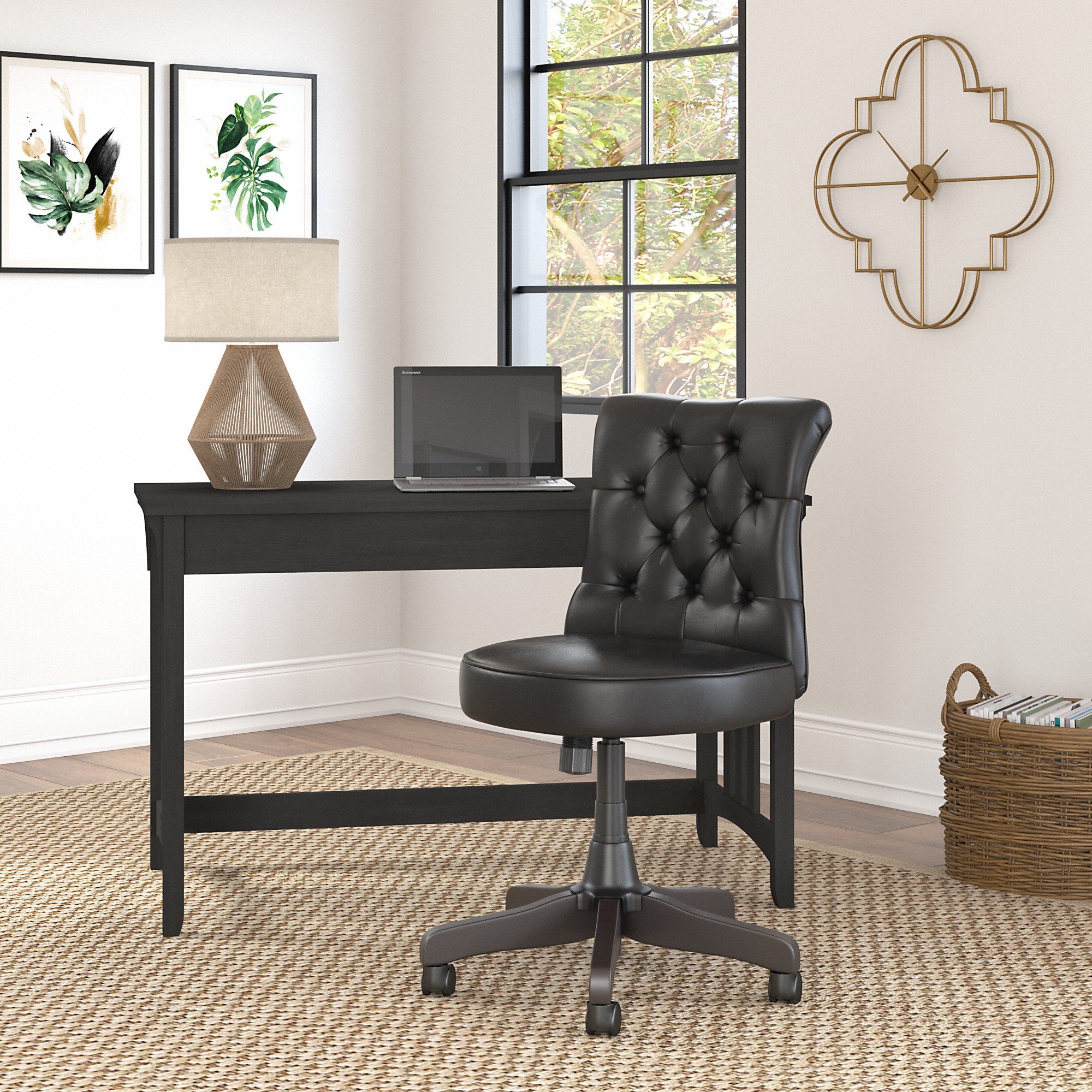 Salinas Vintage Black Writing Desk and Chair-1