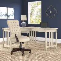 SAL075AW Salinas Antique White L Shaped Desk and Chair