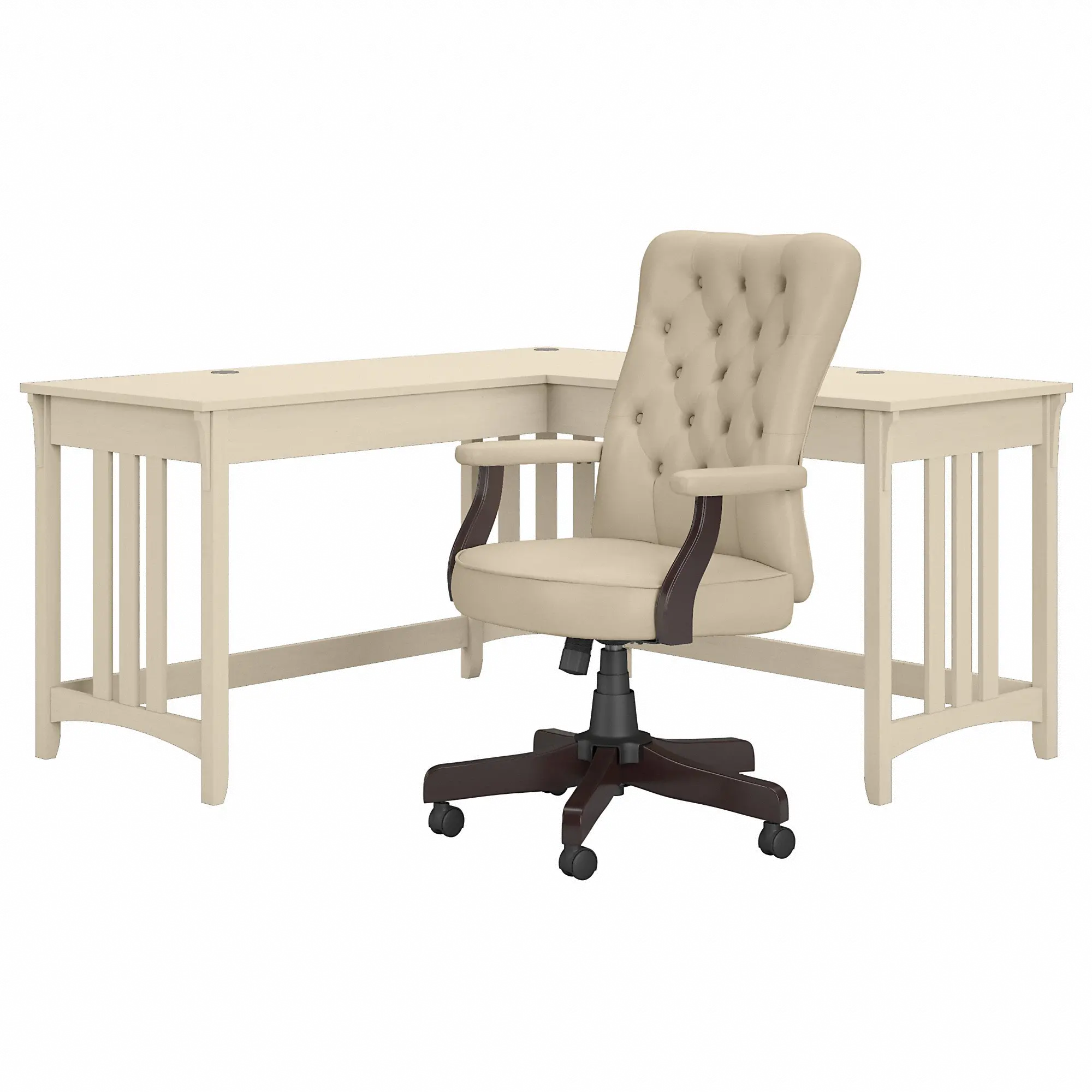 SAL075AW Salinas Antique White L Shaped Desk and Chair-2