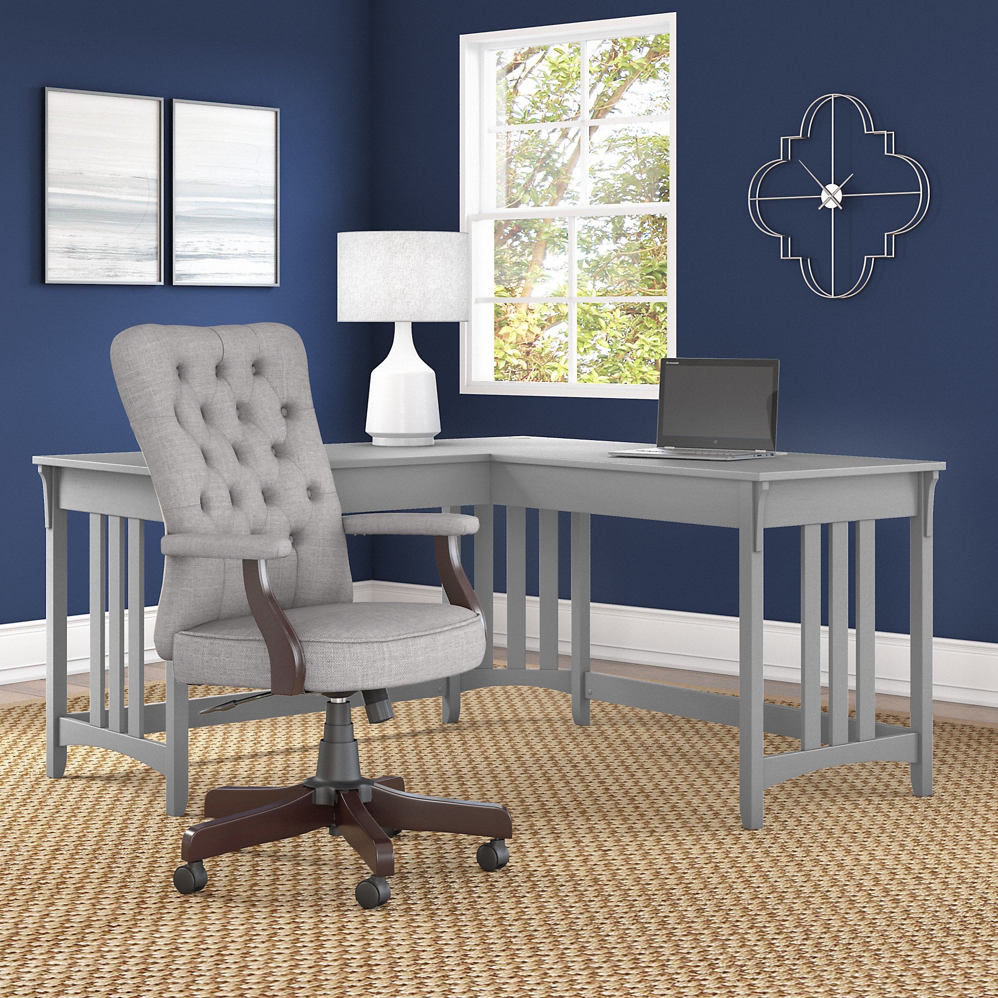Salinas Cape Cod Gray L Shaped Desk and Chair-1