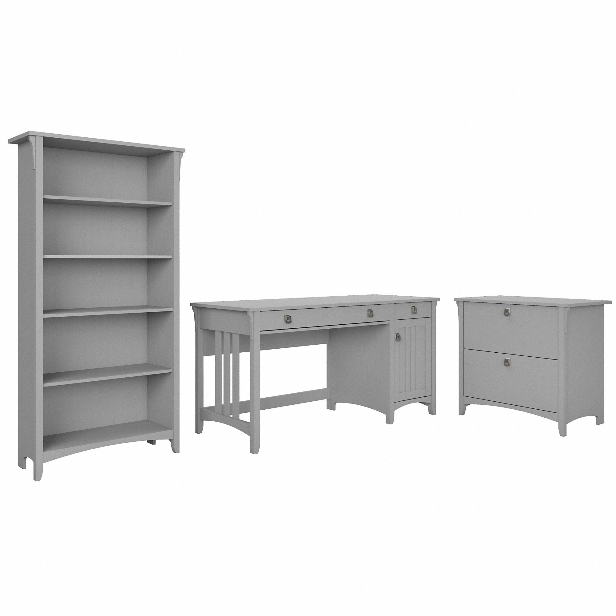 Salinas Cape Cod Gray Desk with Bookcase and Filing Cabinet-2