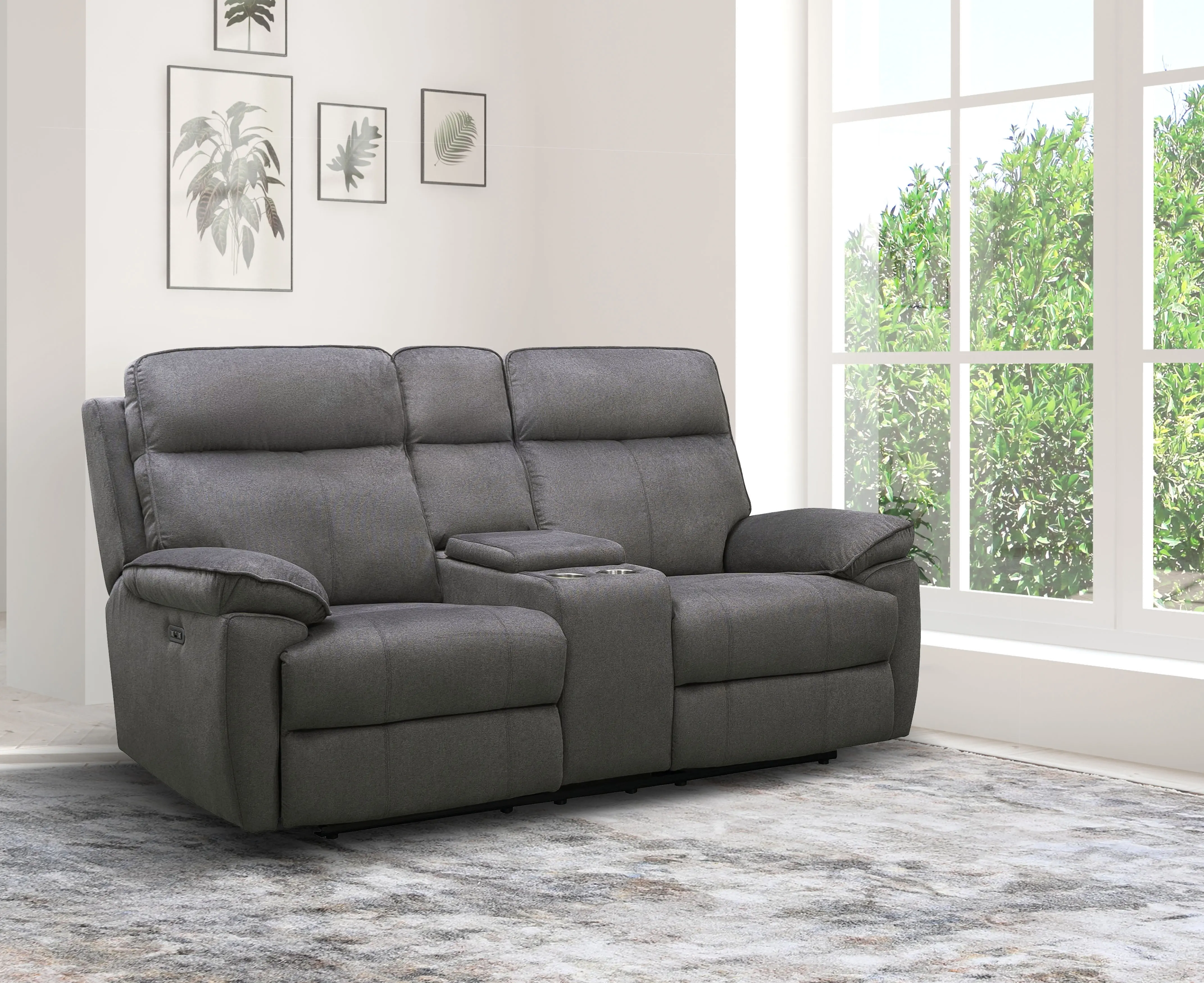 Hilda Gray Power Reclining Loveseat with Console-1