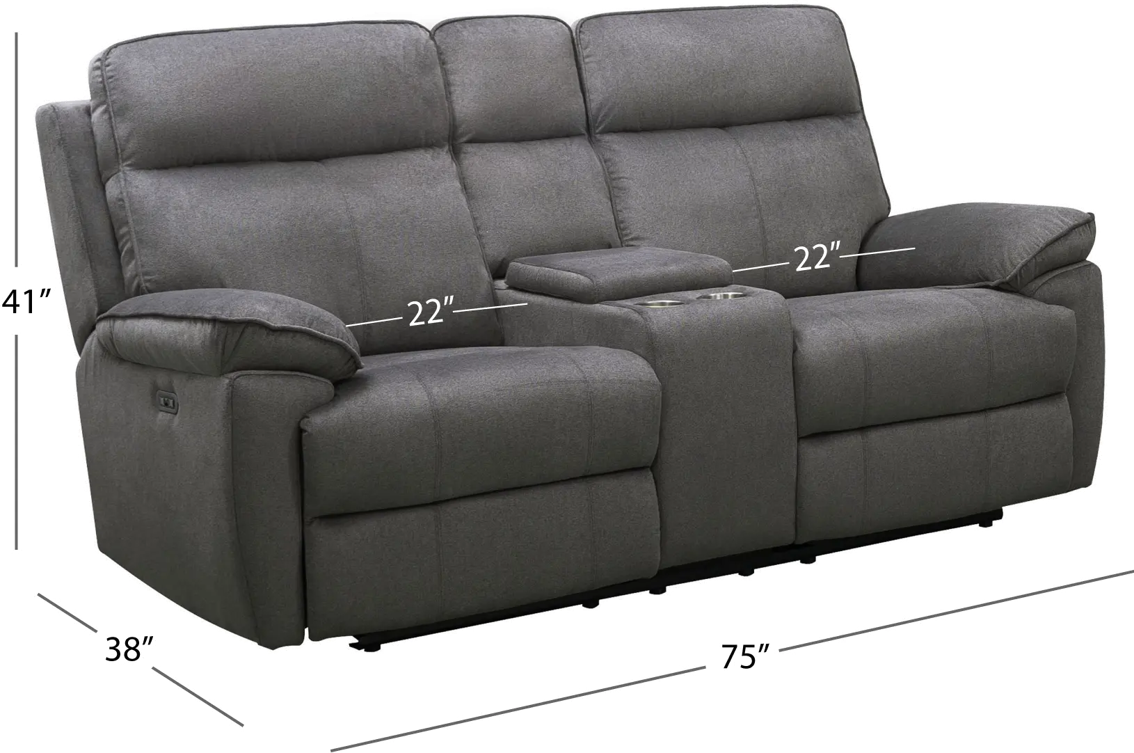 Hilda Gray Power Reclining Loveseat with Console-3
