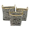 Faye 10 Inch Black and Off White Bamboo Basket