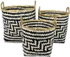 Faye 10 Inch Black and Off White Bamboo Basket