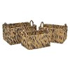 Antoinette 15 Inch Medium Brown and Black Water Hyacinth Basket