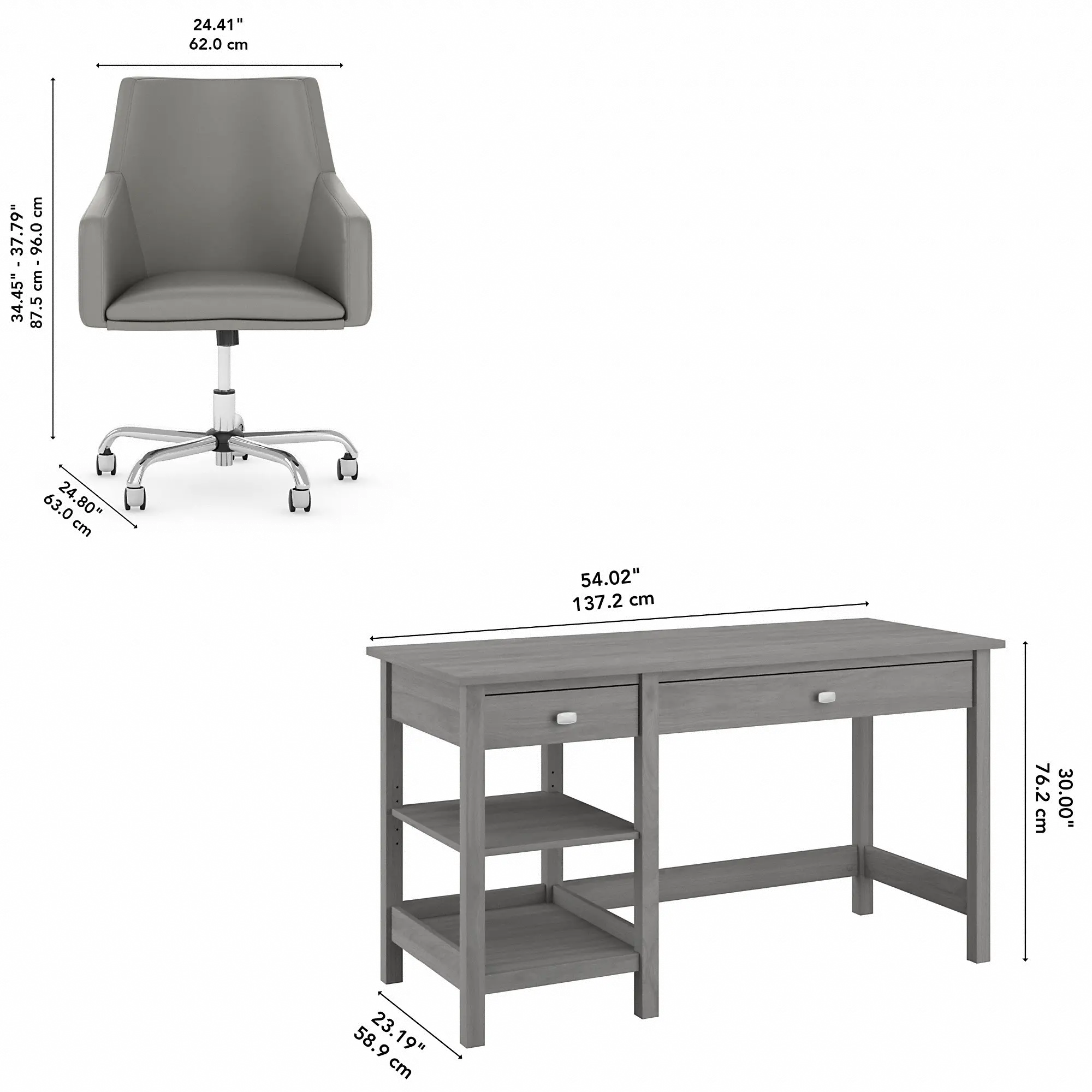 BD038MG Modern Gray Desk and Gray Chair Set - Broadview-6