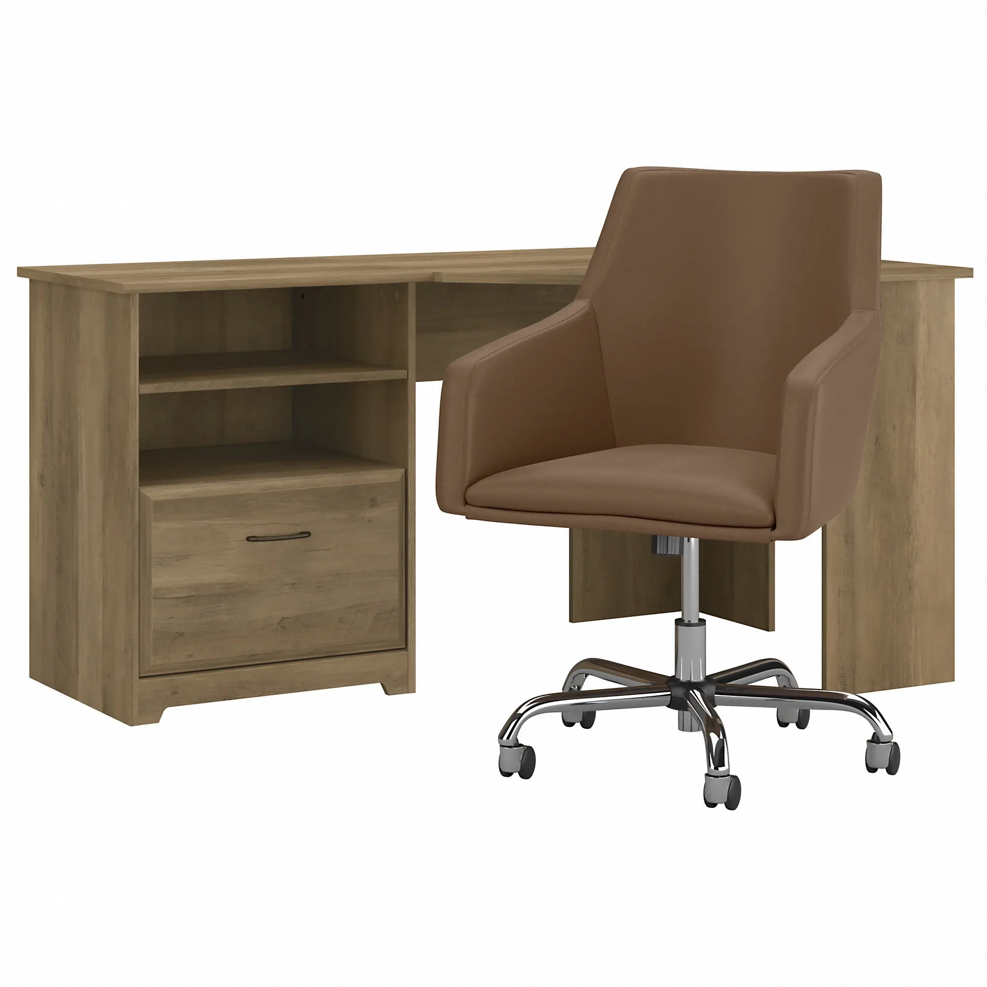 CAB060RCP Cabot Pine Desk and Gray Chair Set-2