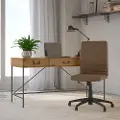 IW037VGP Industrial Golden Pine Desk And Brown Chair- Ironworks