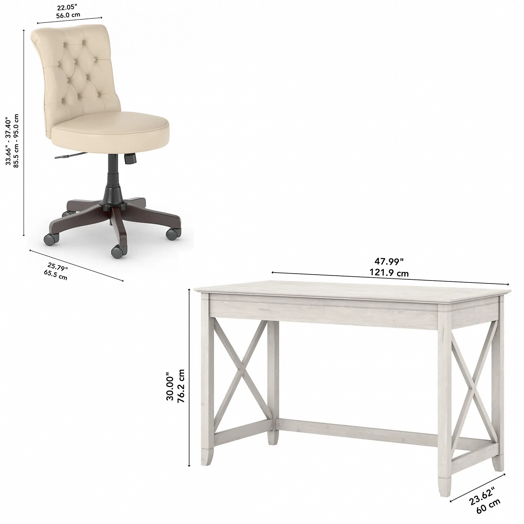 KWS021LW Linen White Oak Desk And Chair- Key West-6