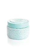 8.5 oz Volcano Signature Aqua and White Printed Travel Tin Candle