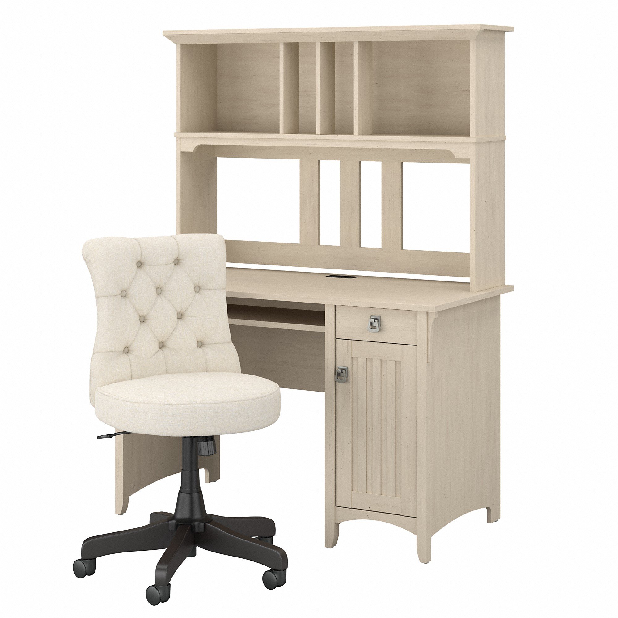 Salinas Antique White Brown Desk And Chair-2