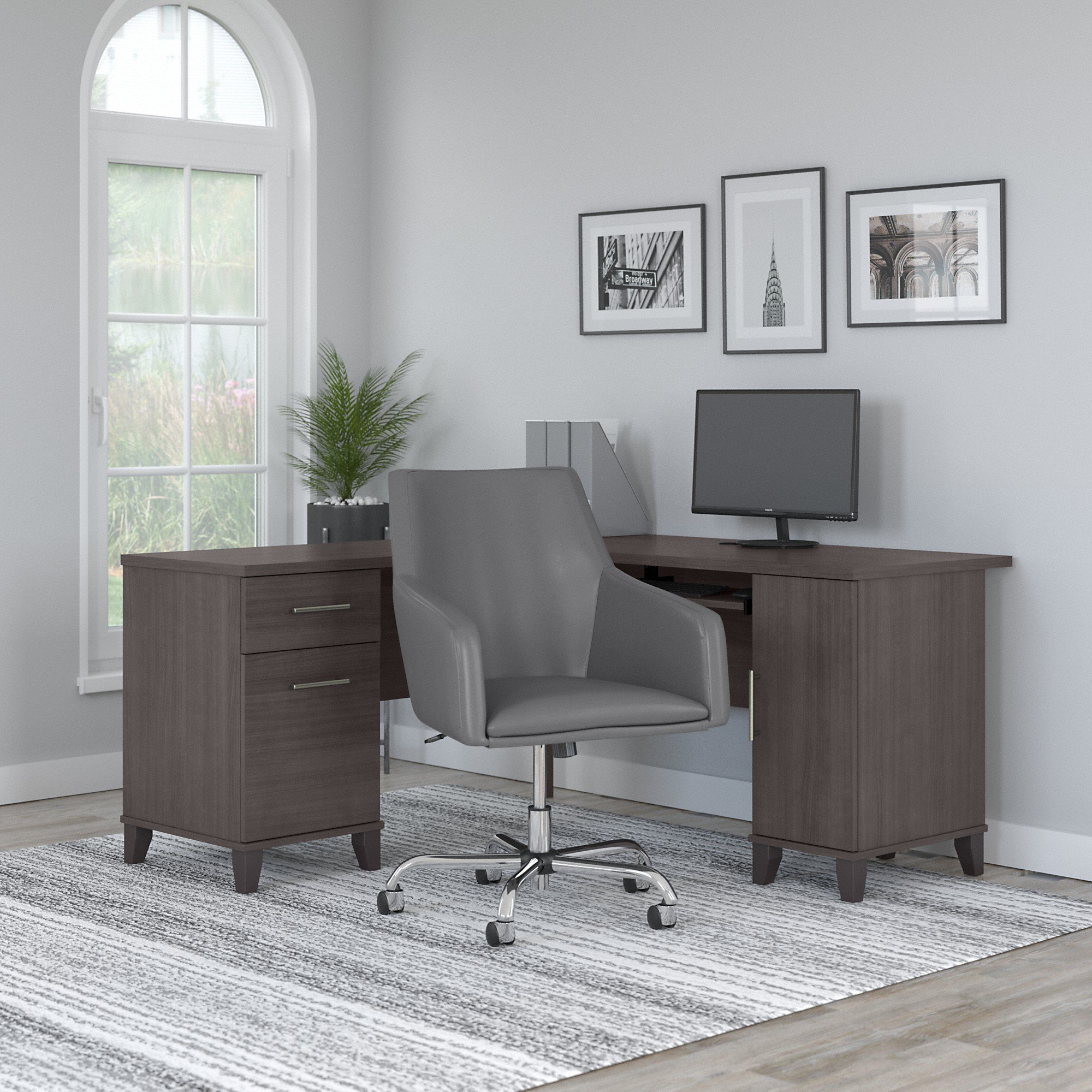 Somerset Storm Grey L Shaped Desk And Chair-1