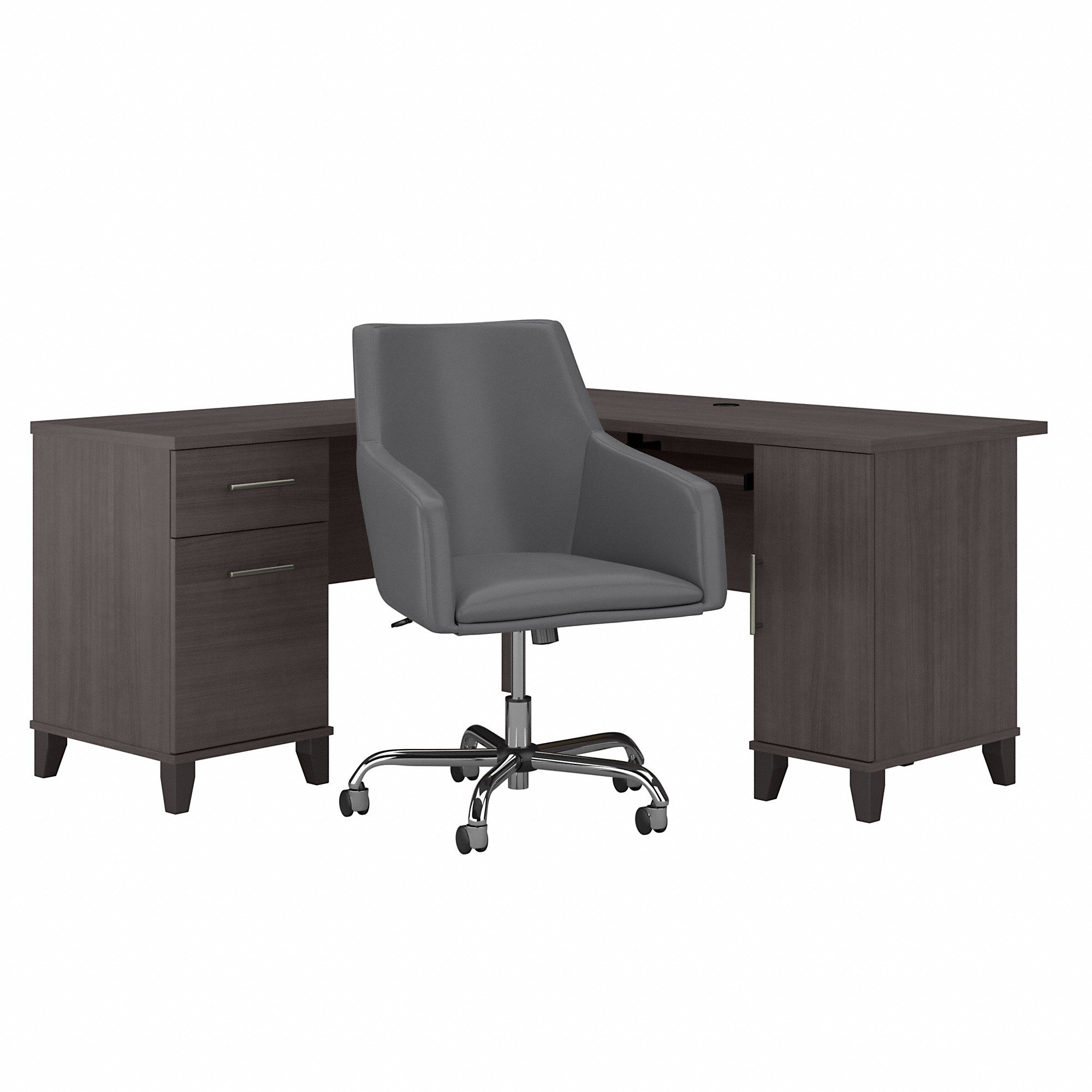 Somerset Storm Grey L Shaped Desk And Chair-2
