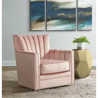 Loden Modern Glam Royale Blush Pink Swivel Chair